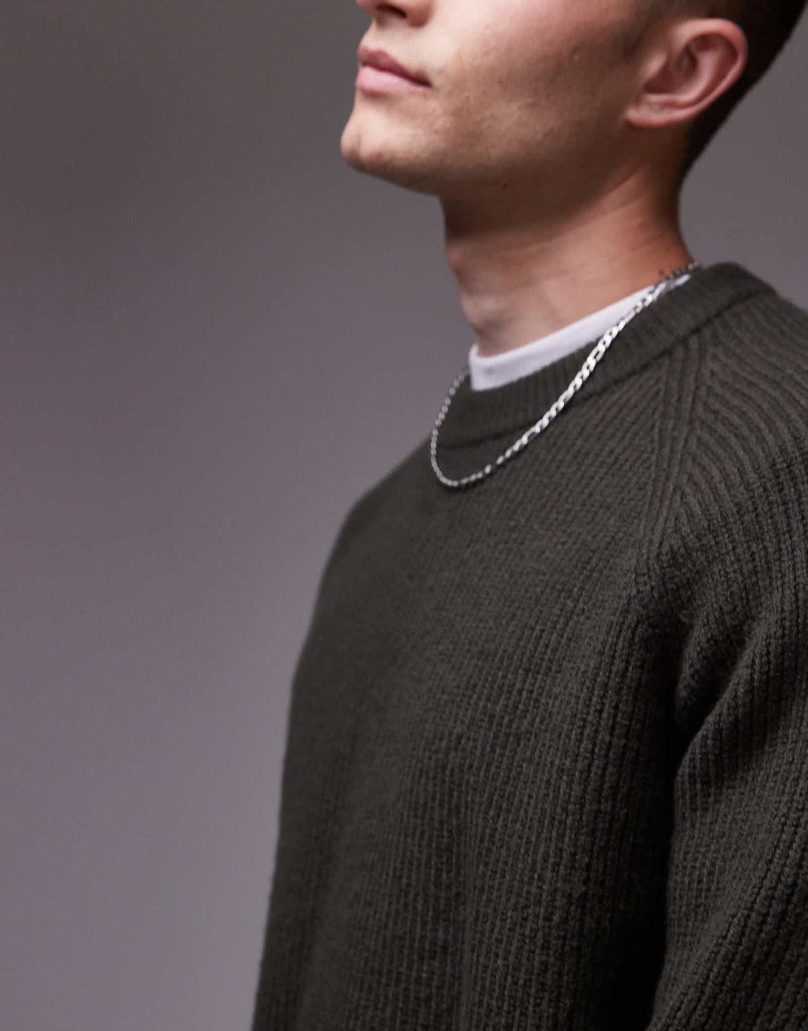 ARKET textured knitted rib jumper with raglan sleeves in khaki green - ASOS Sample Sale EU Store