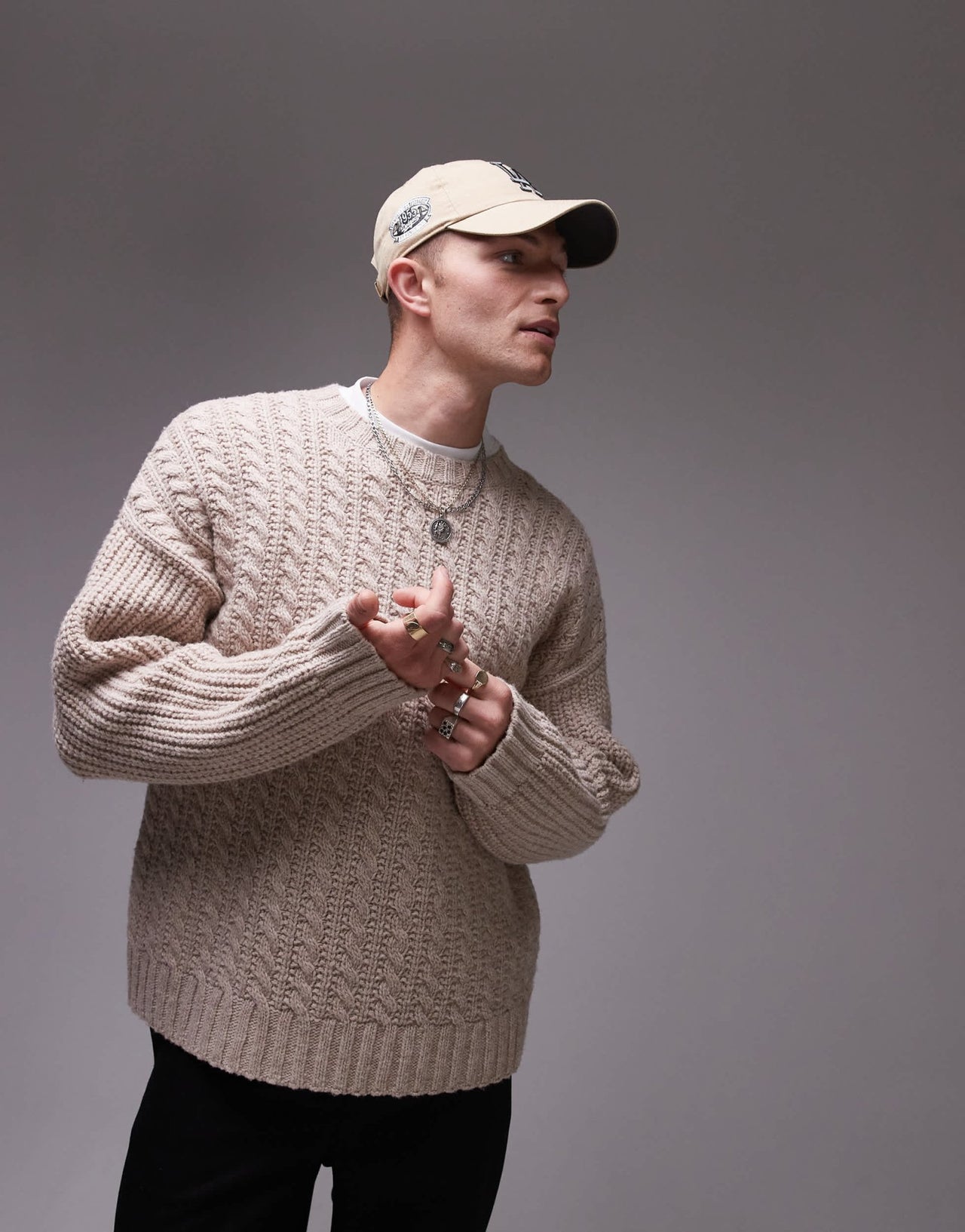 ARKET wool cable knit jumper in beige melange - ASOS Sample Sale EU Store