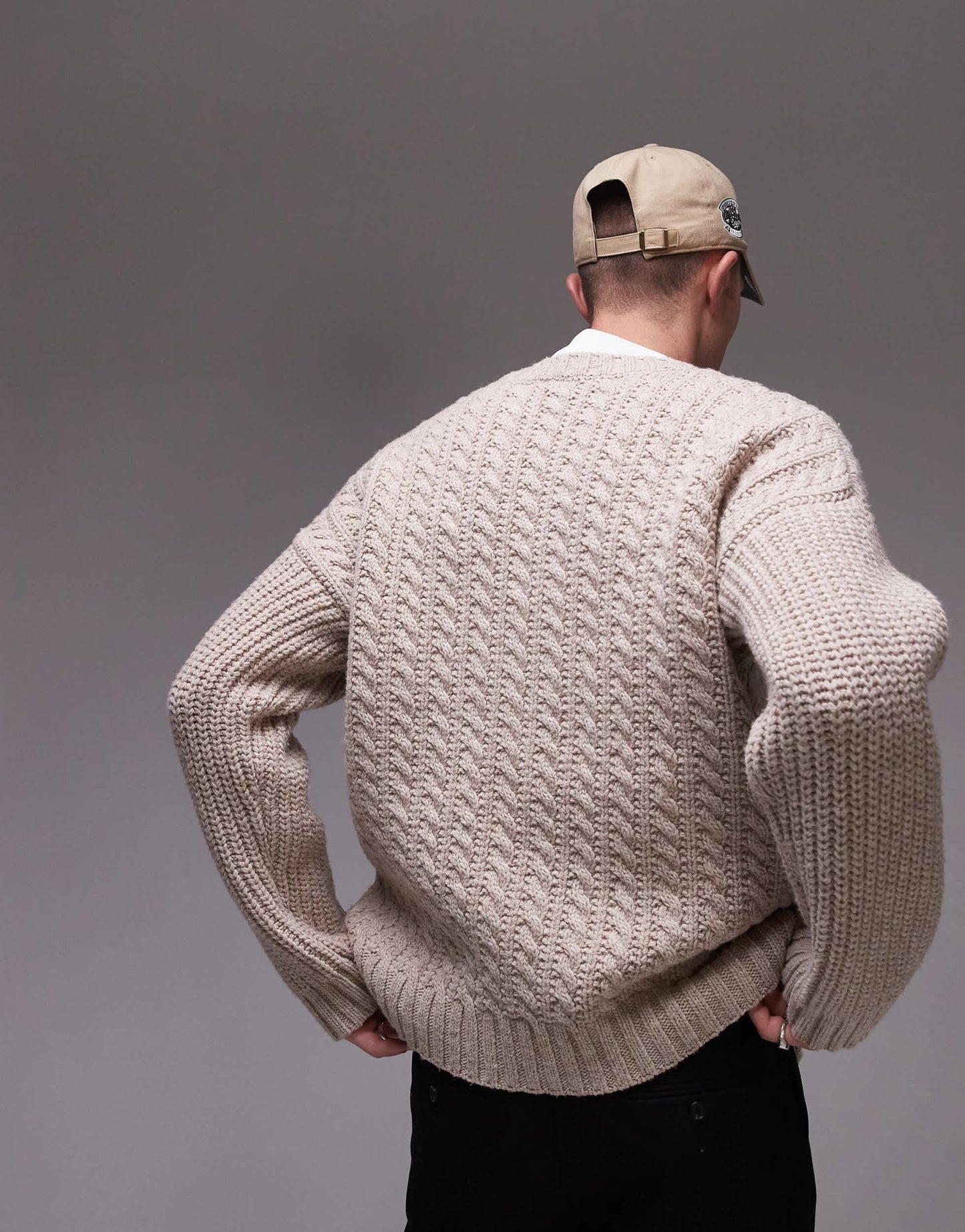 ARKET wool cable knit jumper in beige melange - ASOS Sample Sale EU Store