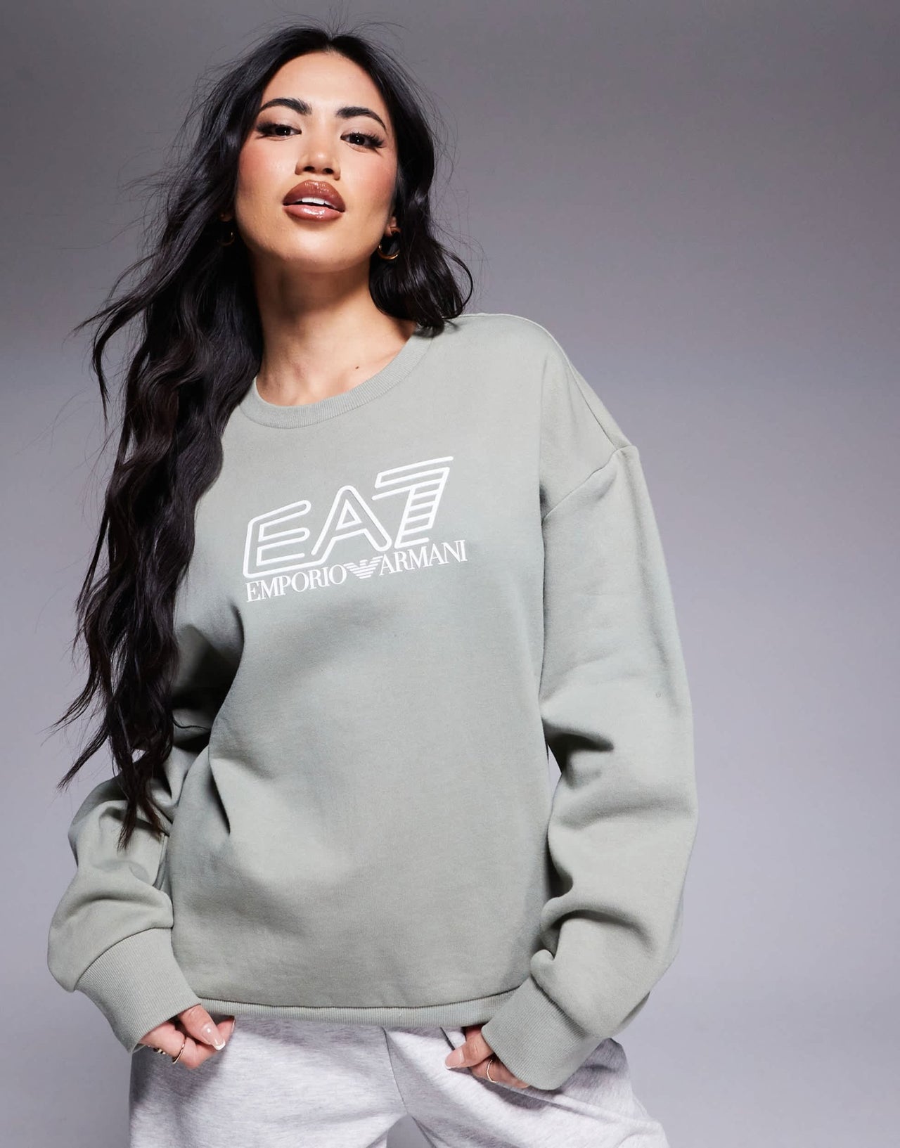 Armani EA7 central logo sweatshirt in sage green - ASOS Sample Sale EU Store
