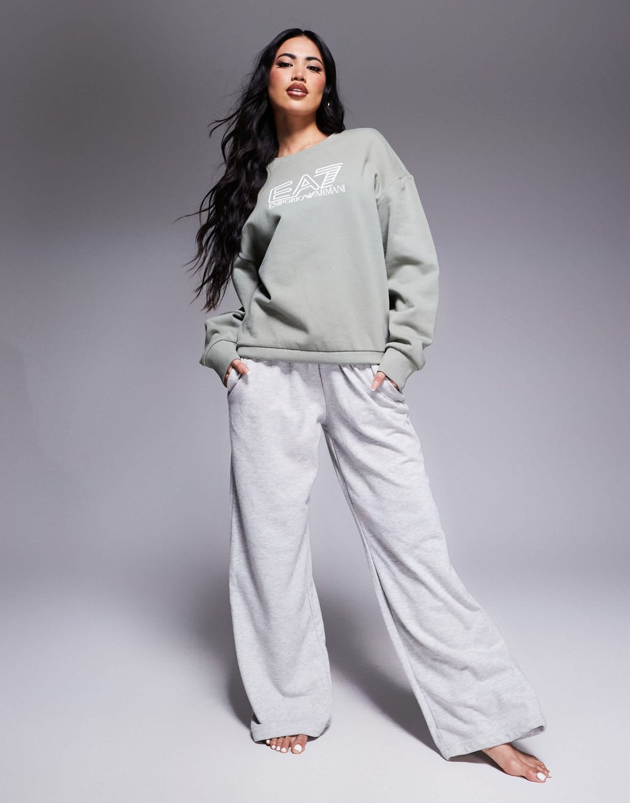 Armani EA7 central logo sweatshirt in sage green - ASOS Sample Sale EU Store
