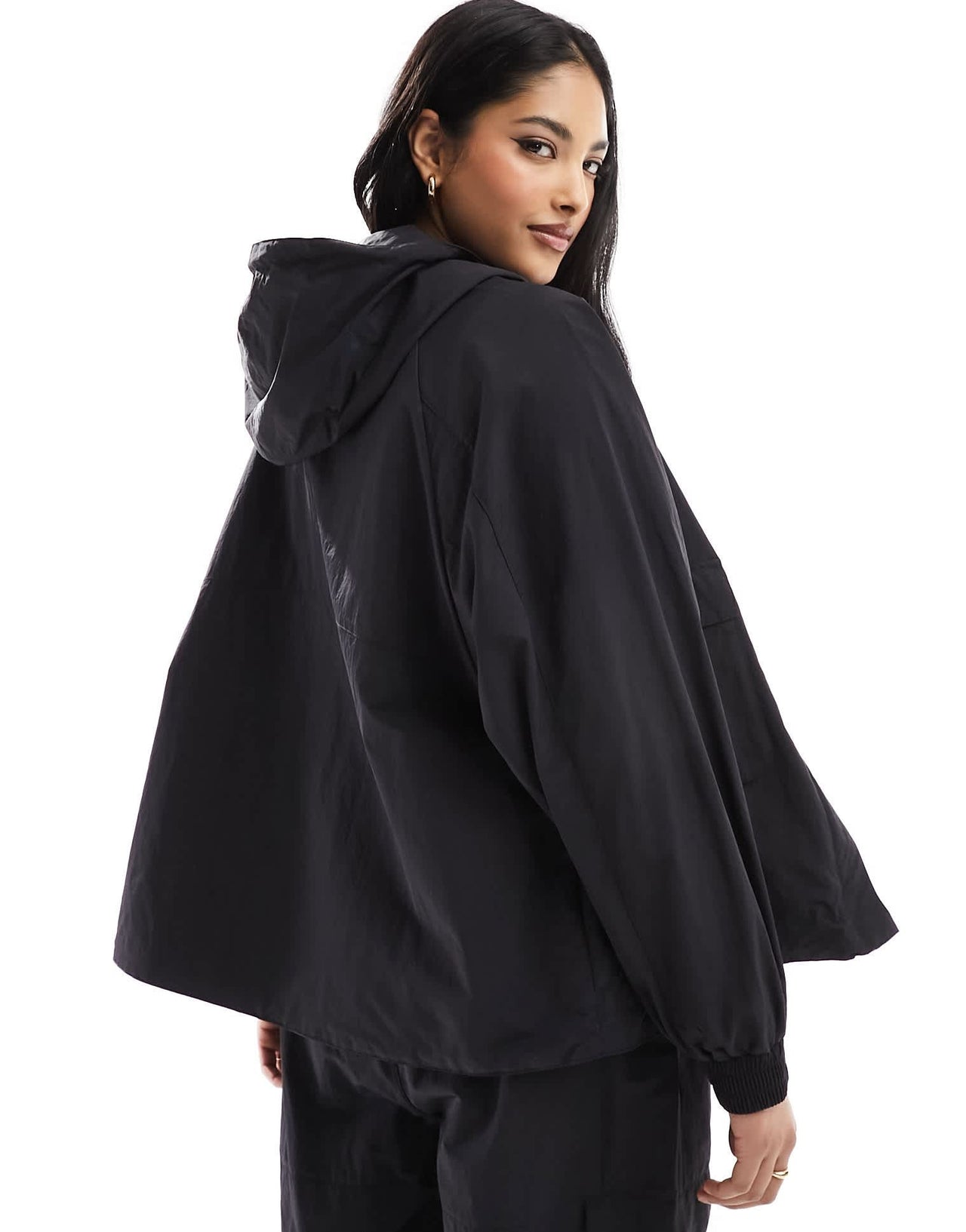 Armani EA7 logo full zip hooded nylon windbreaker jacket in black CO - ORD - ASOS Sample Sale EU Store