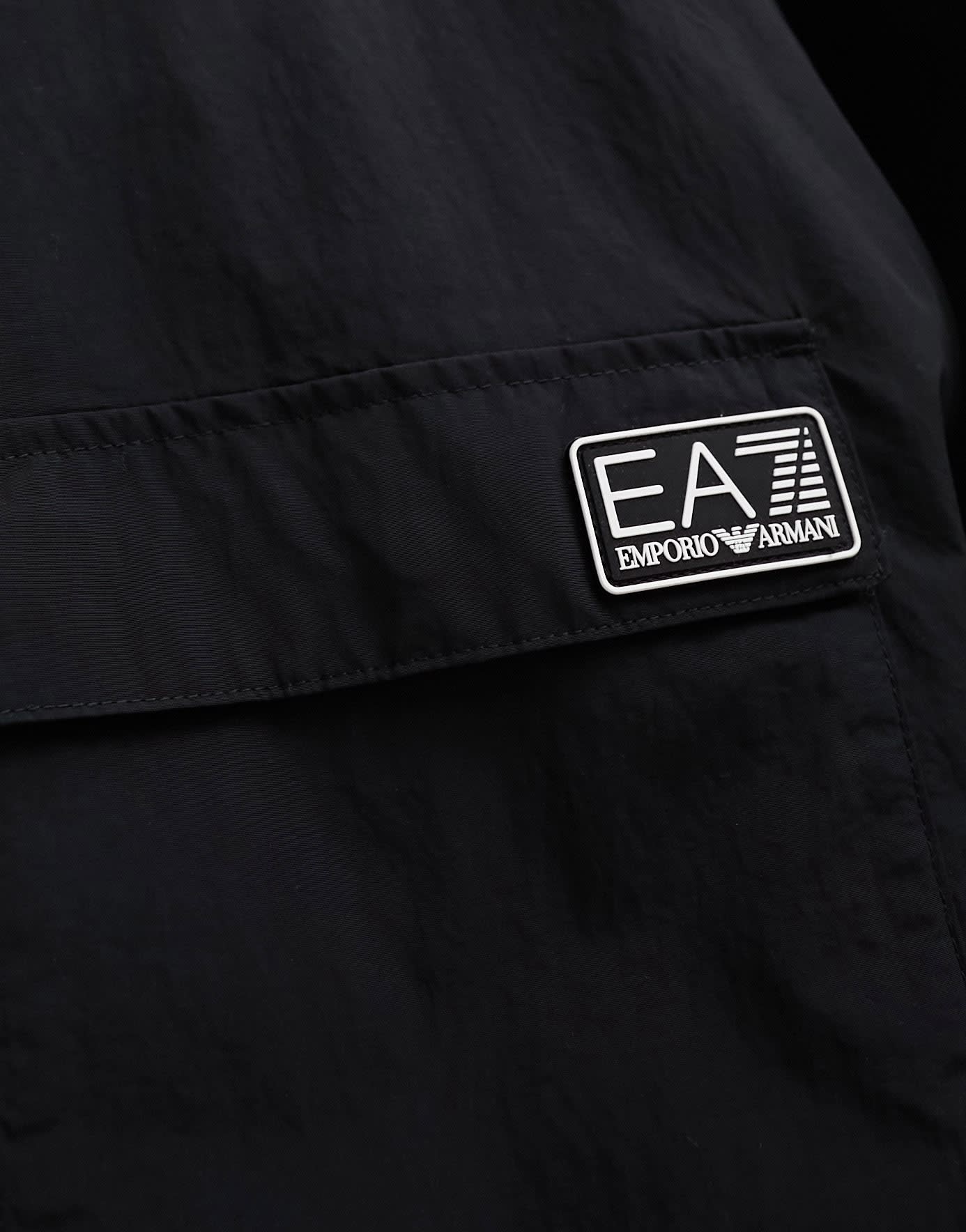 Armani EA7 logo full zip hooded nylon windbreaker jacket in black CO - ORD - ASOS Sample Sale EU Store