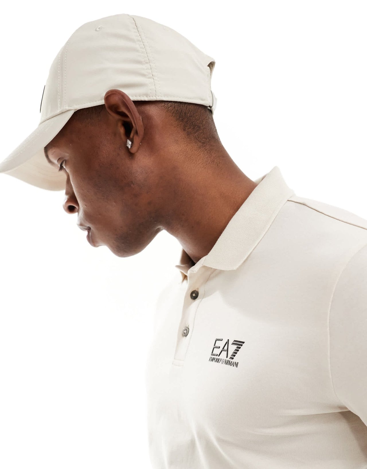 Armani EA7 logo jersey polo in beige - ASOS Sample Sale EU Store
