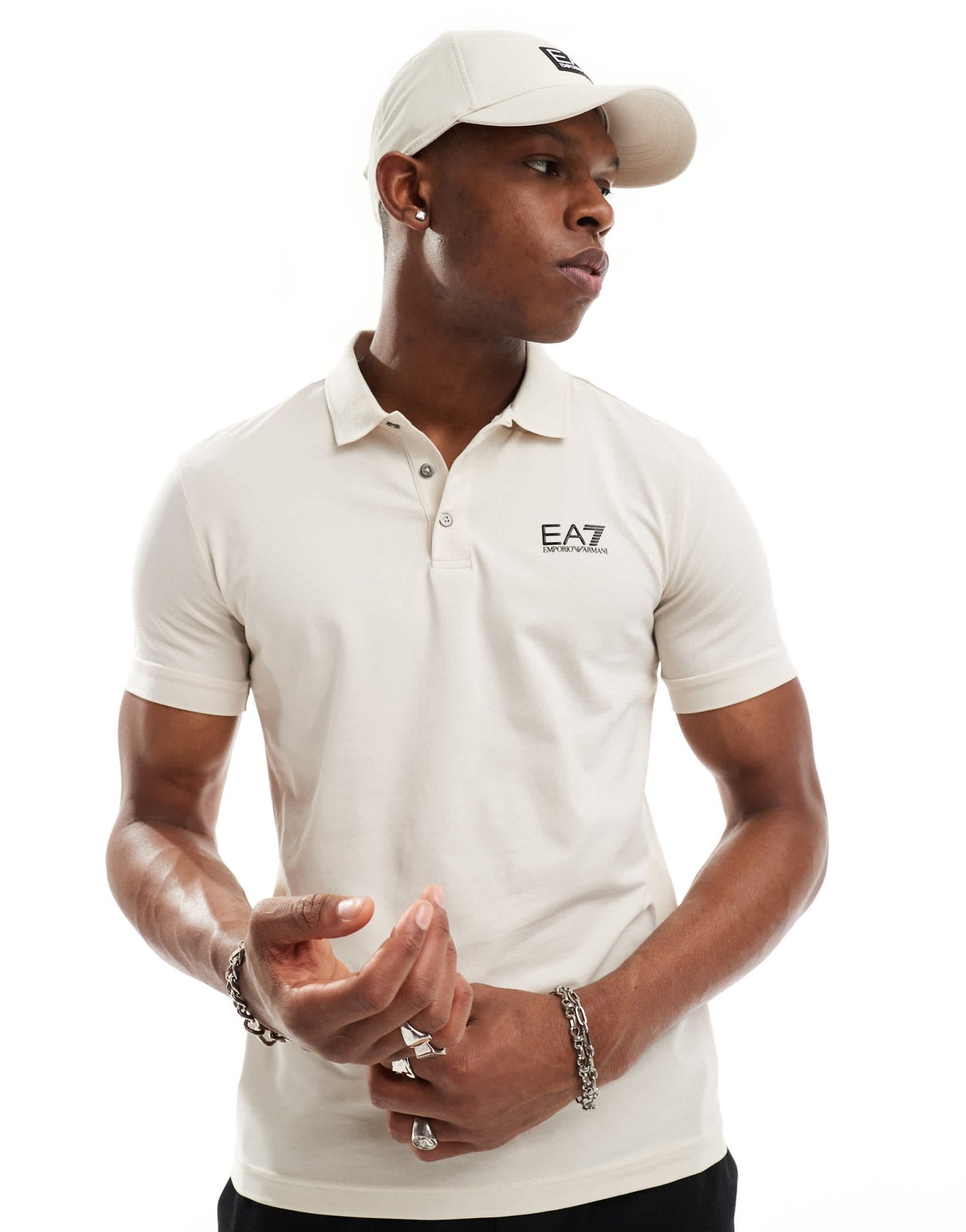 Armani EA7 logo jersey polo in beige - ASOS Sample Sale EU Store