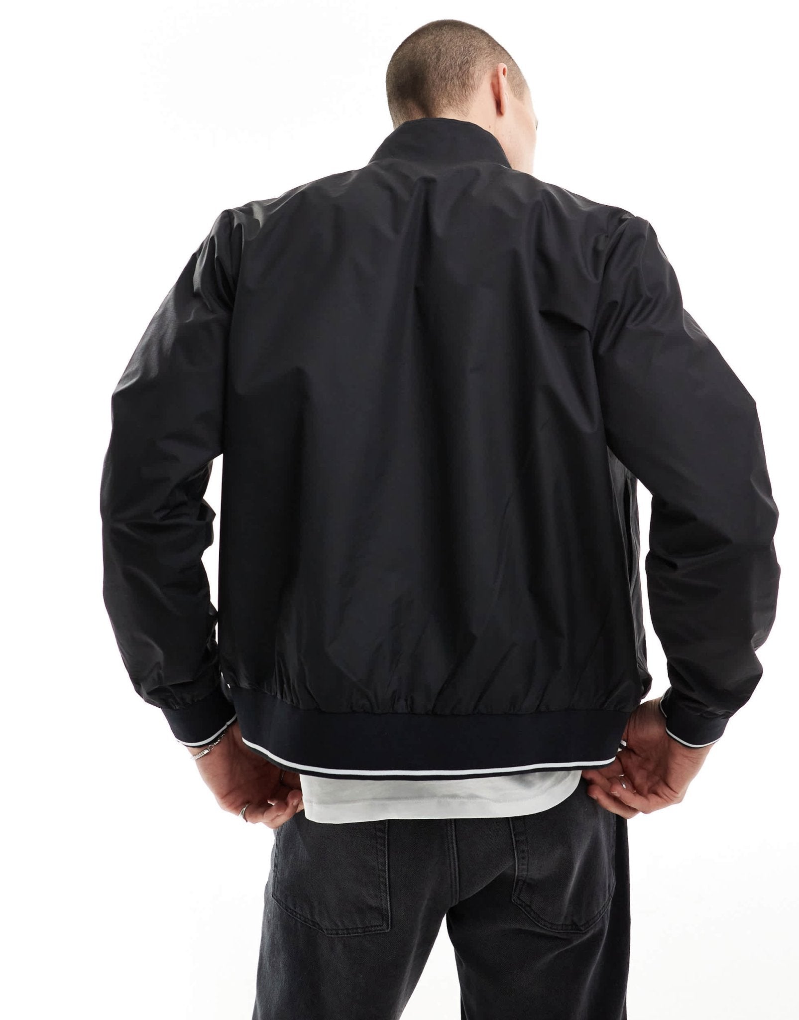 Armani EA7 logo sleeve harrington jacket in black - ASOS Sample Sale EU Store