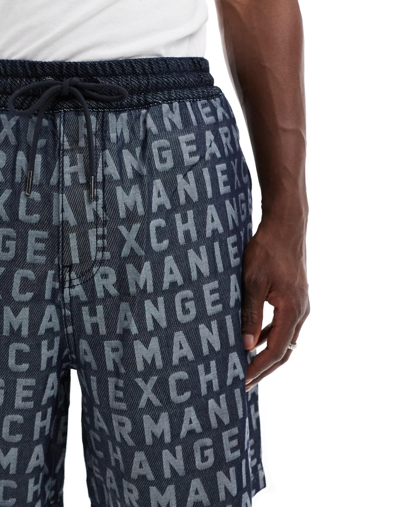 Armani Exchange all over jacquard logo woven shorts in navy co - ord - ASOS Sample Sale EU Store