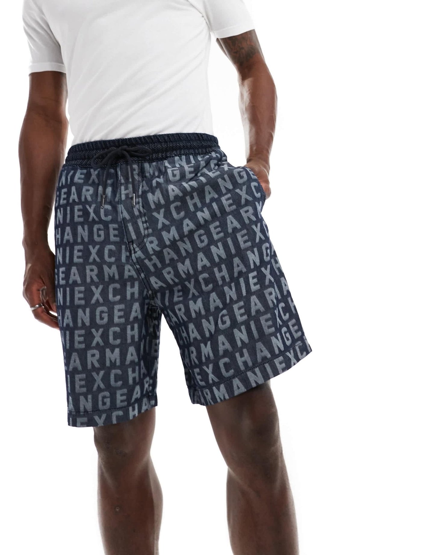 Armani Exchange all over jacquard logo woven shorts in navy co - ord - ASOS Sample Sale EU Store