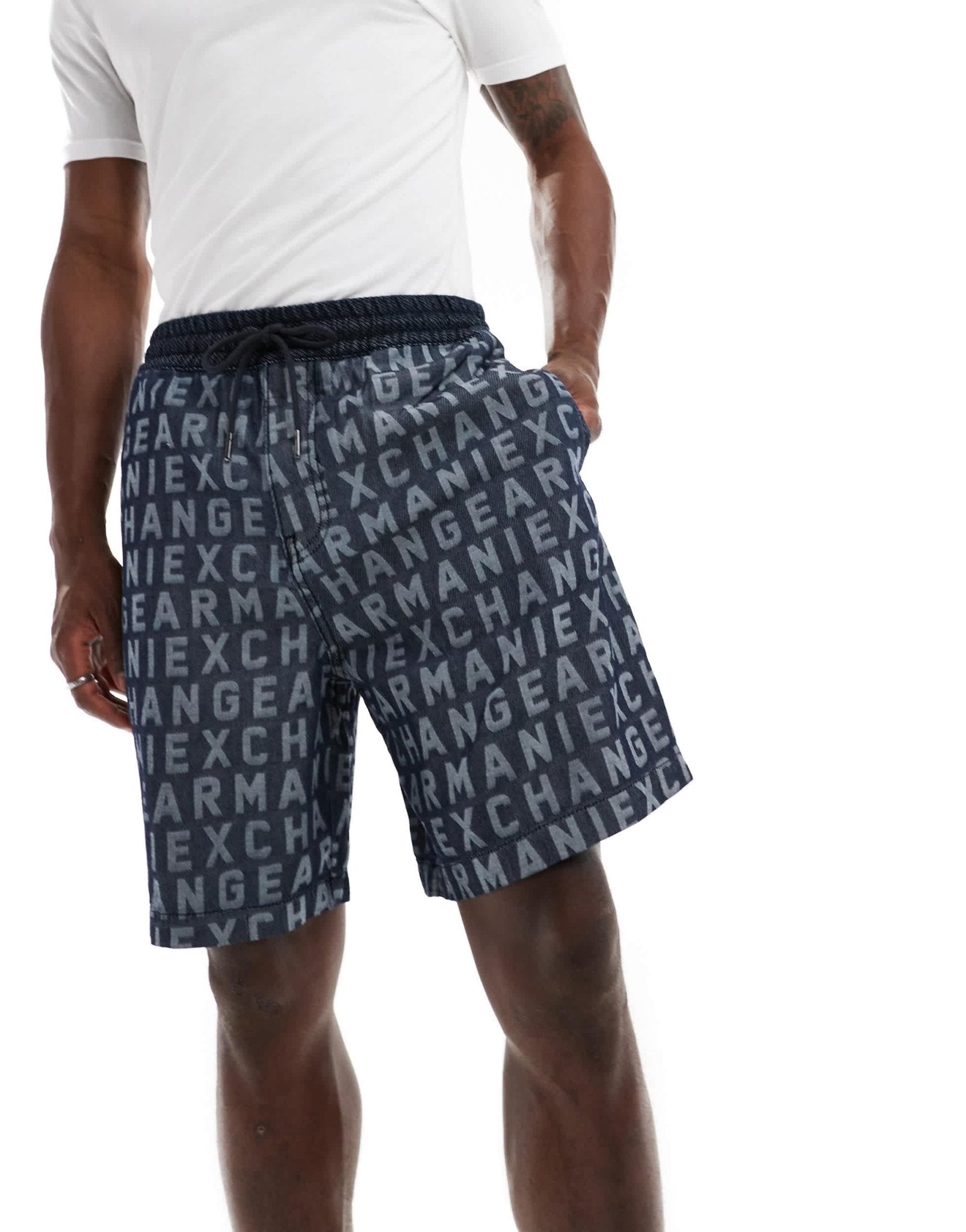 Armani Exchange all over jacquard logo woven shorts in navy co - ord - ASOS Sample Sale EU Store