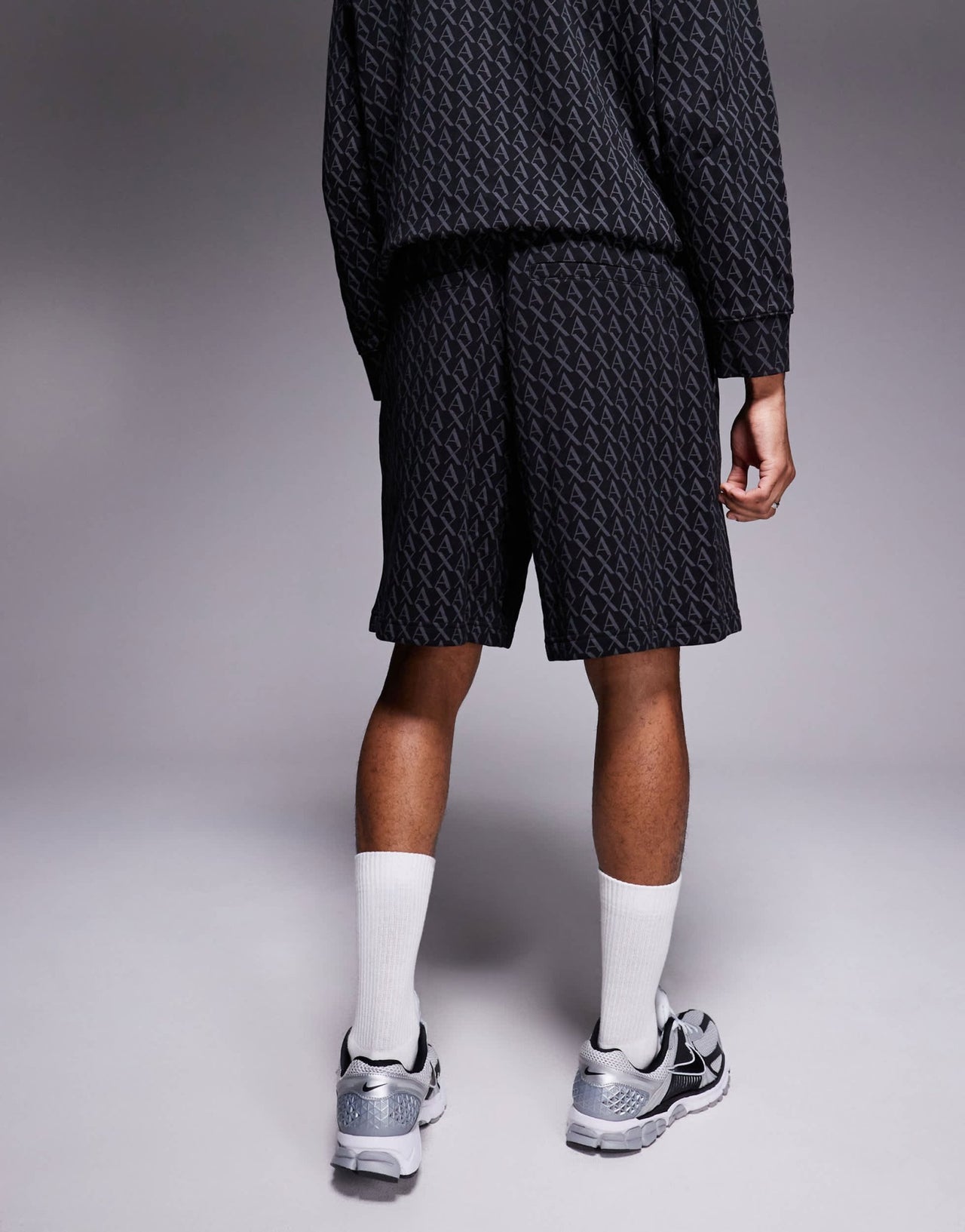 Armani Exchange all over logo print shorts co - ord in black - ASOS Sample Sale EU Store