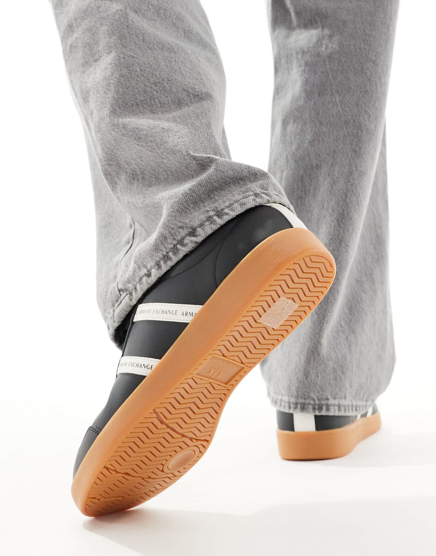 Armani Exchange double logo stripe gum sole trainers in black/off white - ASOS Sample Sale EU Store
