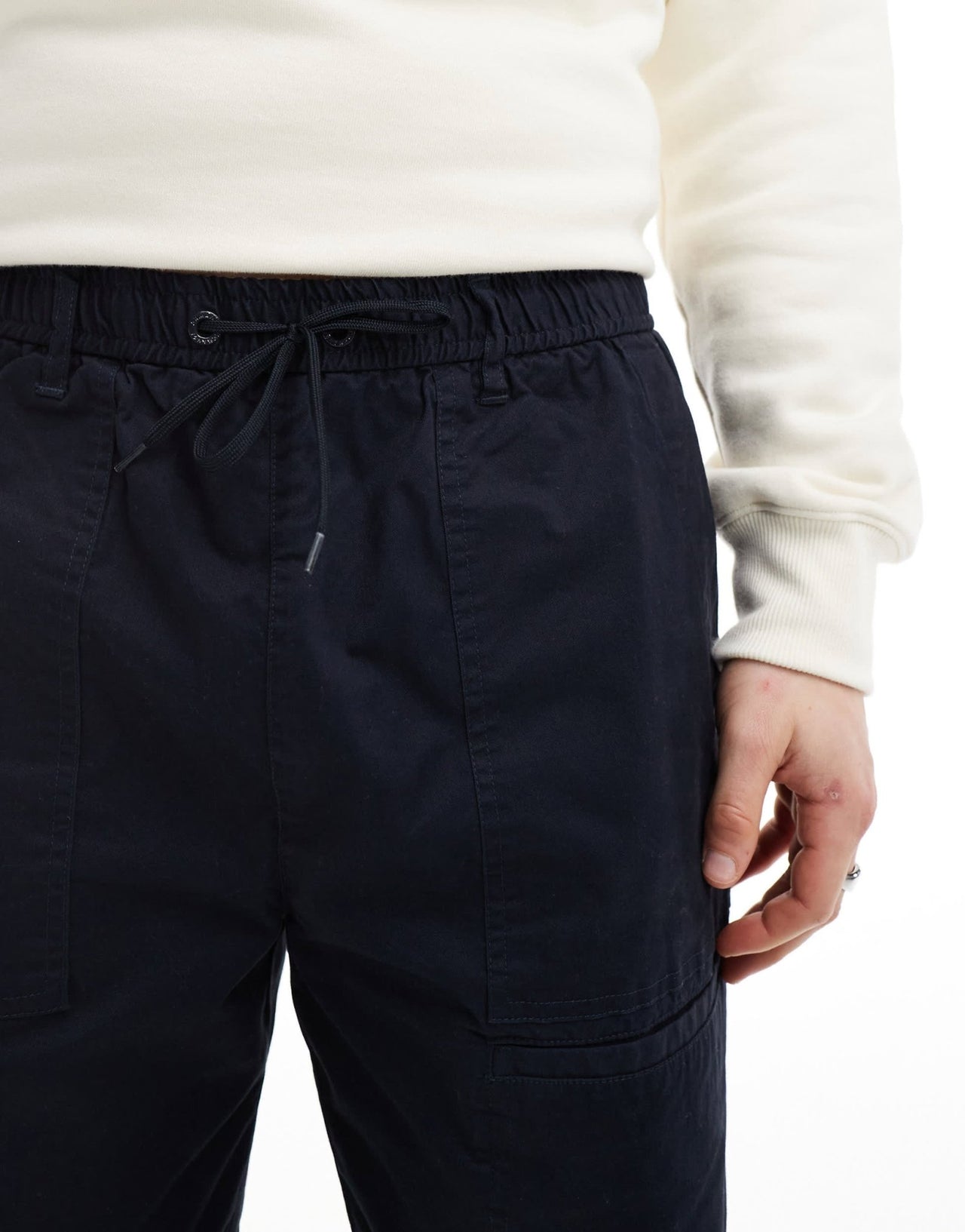 Armani Exchange drawstring tailoring fabric trousers in navy - ASOS Sample Sale EU Store