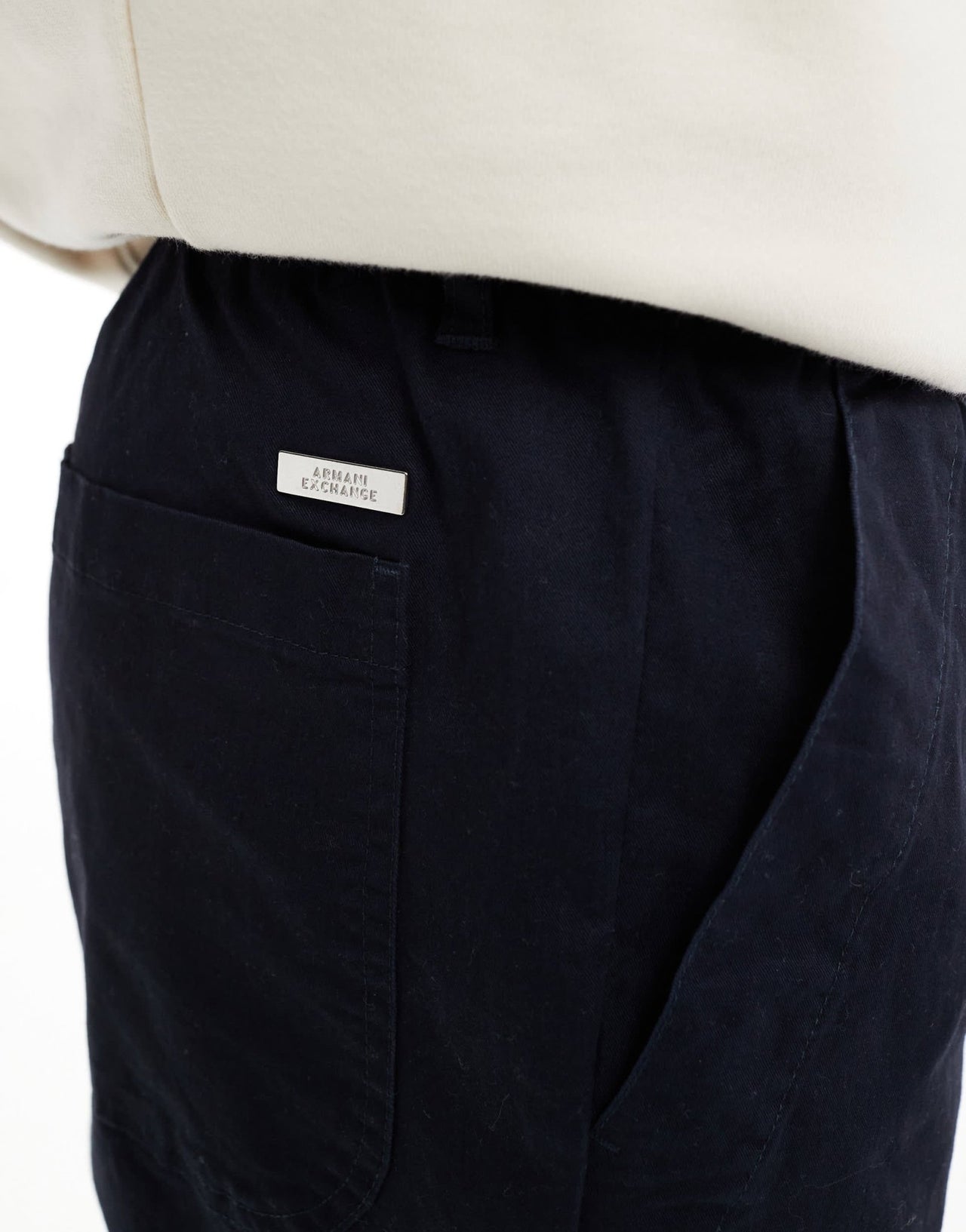 Armani Exchange drawstring tailoring fabric trousers in navy - ASOS Sample Sale EU Store