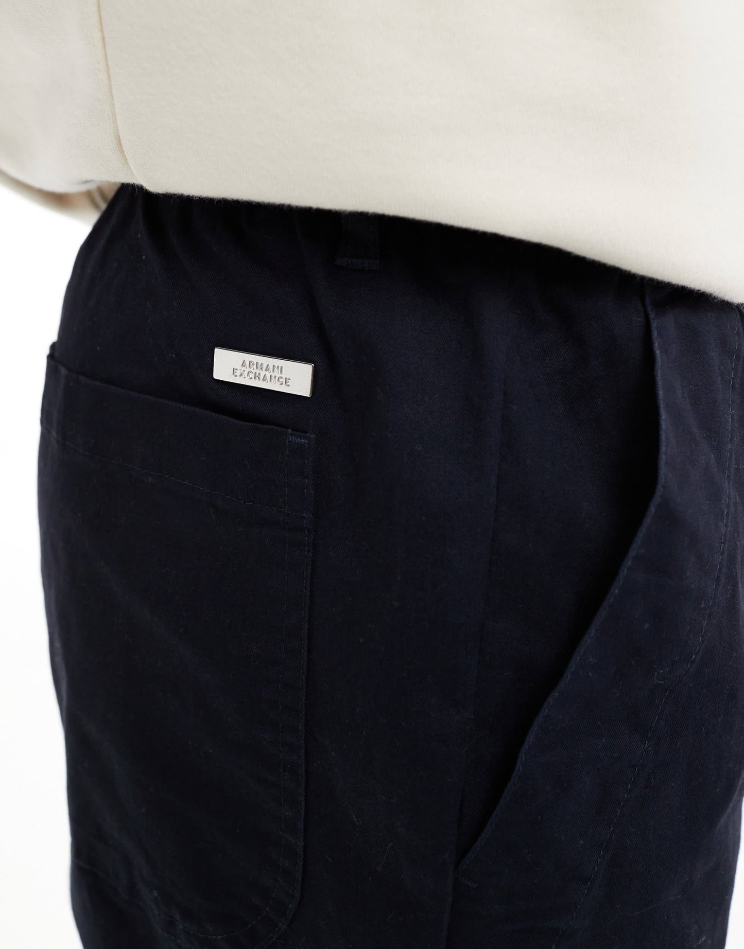 Armani Exchange drawstring tailoring fabric trousers in navy - ASOS Sample Sale EU Store