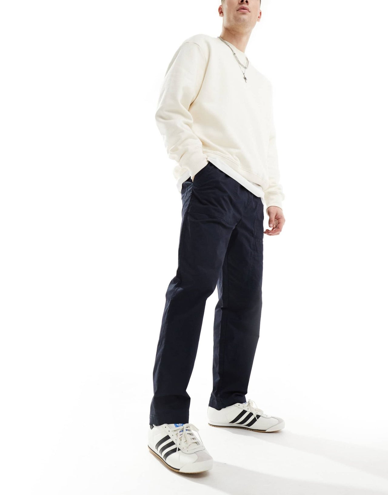 Armani Exchange drawstring tailoring fabric trousers in navy - ASOS Sample Sale EU Store