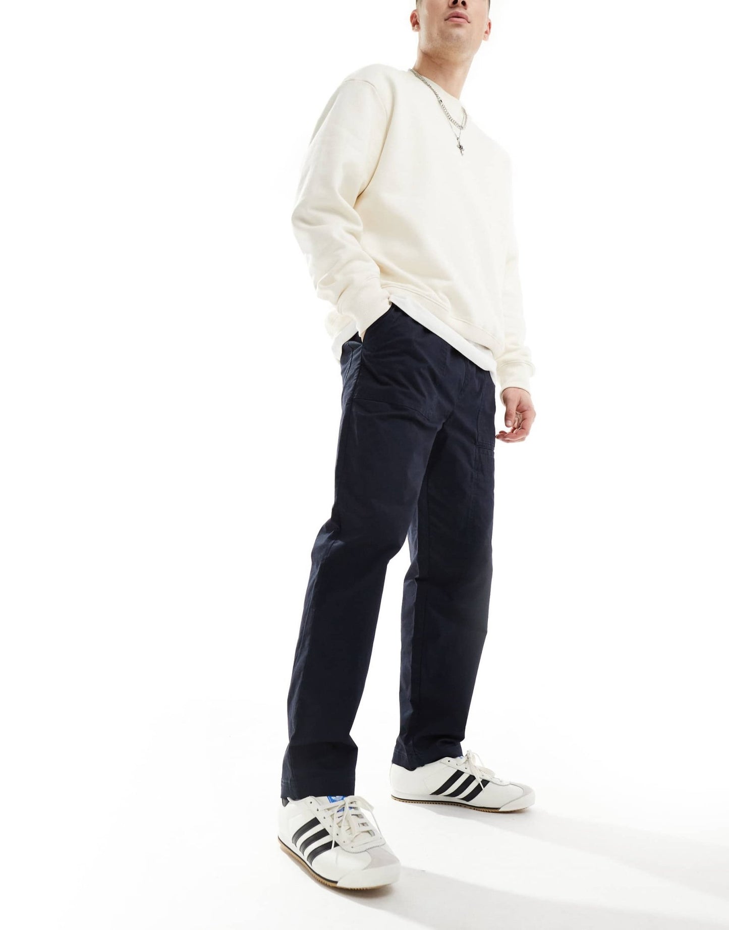Armani Exchange drawstring tailoring fabric trousers in navy - ASOS Sample Sale EU Store
