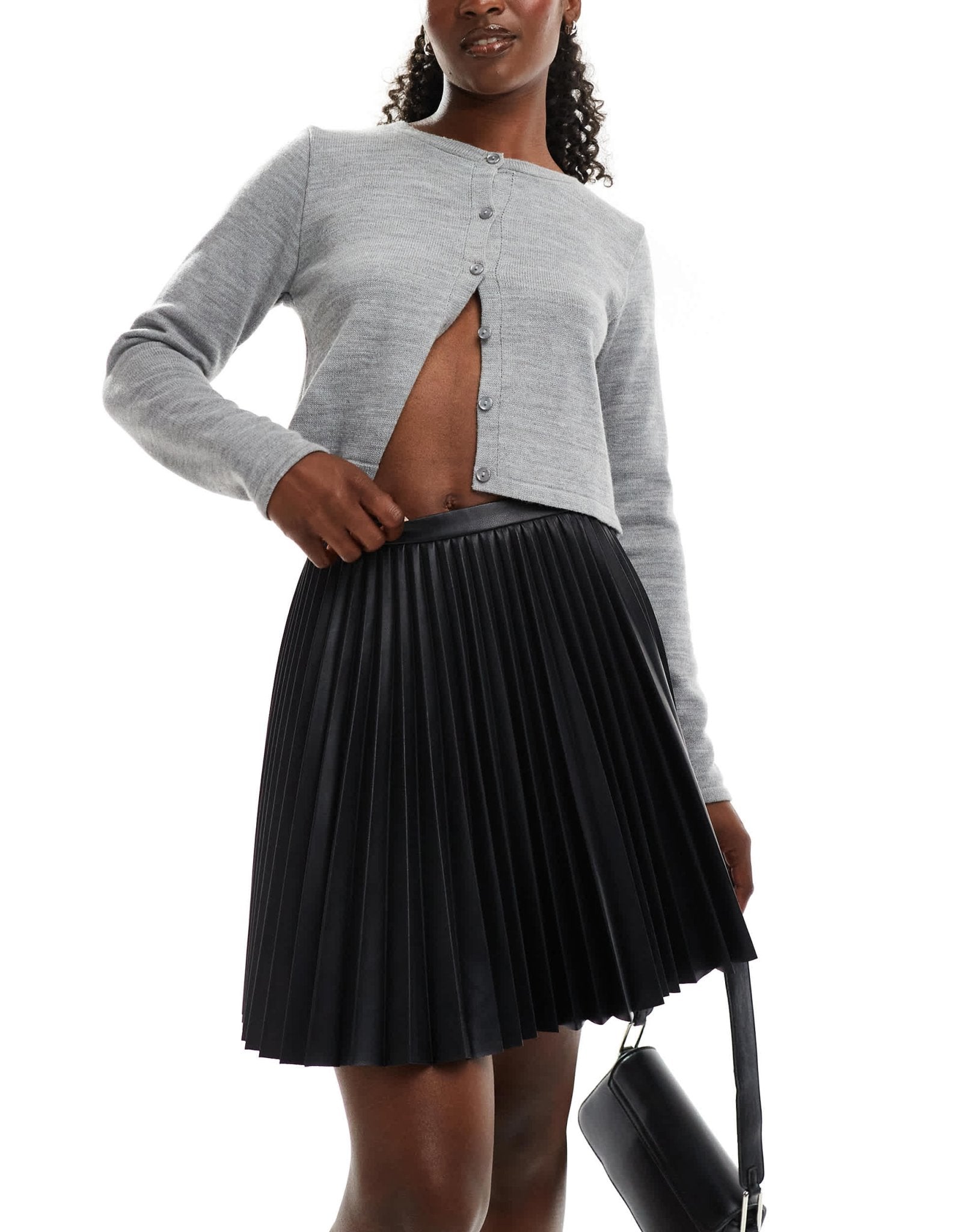 Armani exchange faux leather pleated skirt in black - ASOS Sample Sale EU Store