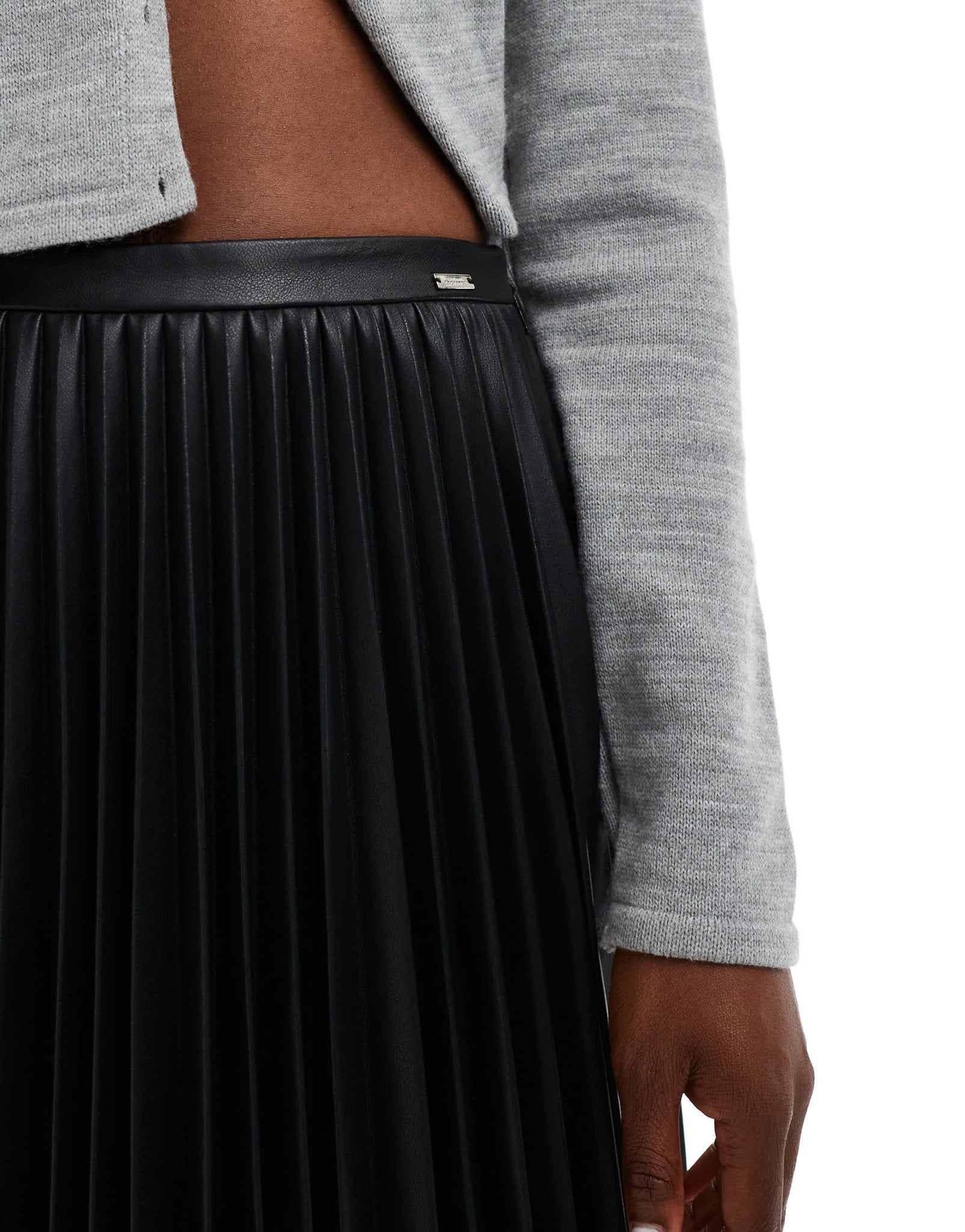 Armani exchange faux leather pleated skirt in black - ASOS Sample Sale EU Store