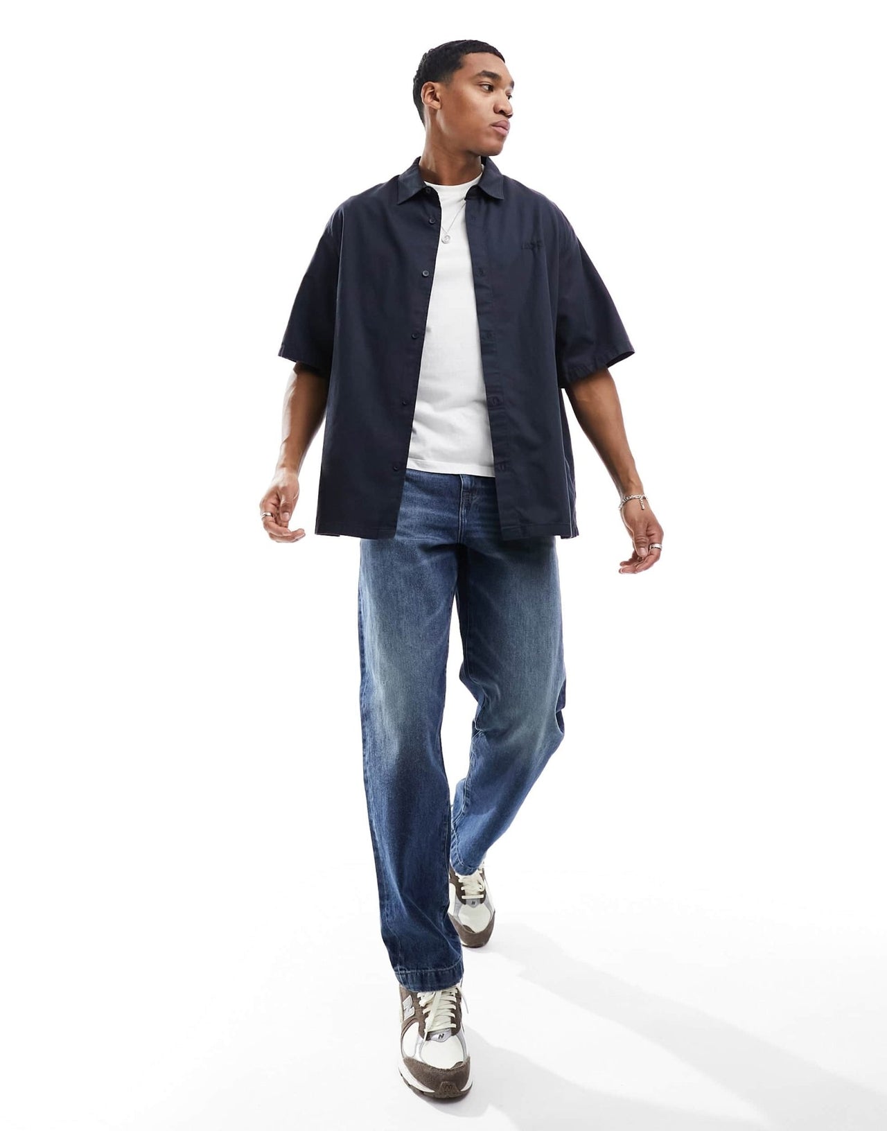 Armani Exchange half sleeve boxy fit shirt in navy - ASOS Sample Sale EU Store