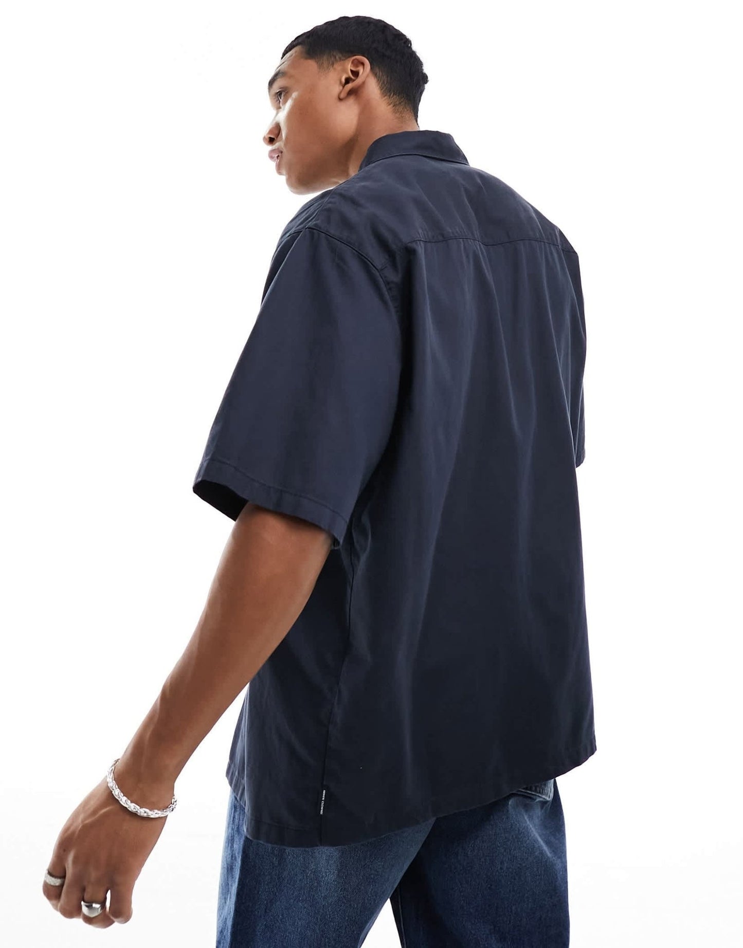 Armani Exchange half sleeve boxy fit shirt in navy - ASOS Sample Sale EU Store