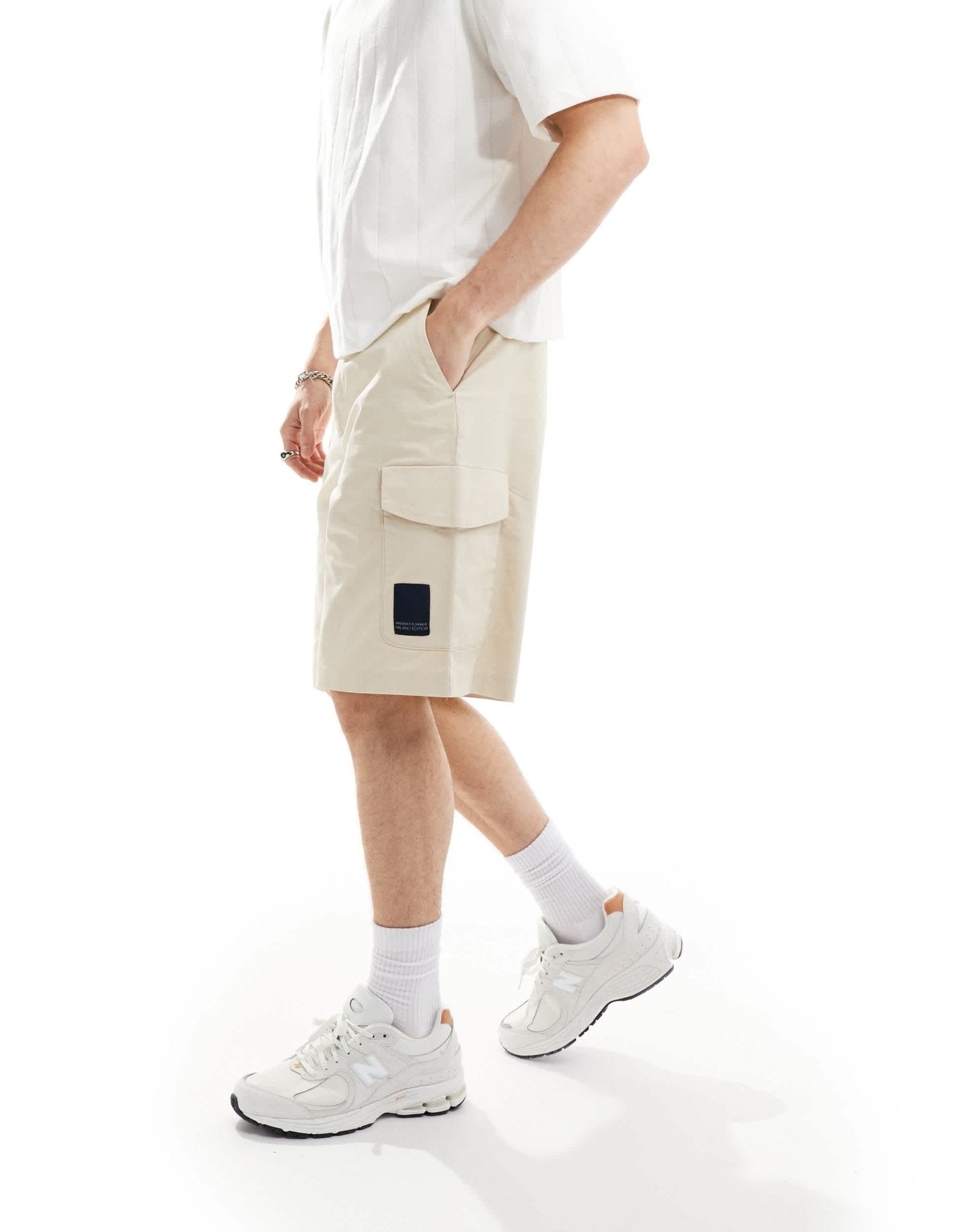 Armani Exchange label logo cargo shorts in beige - ASOS Sample Sale EU Store