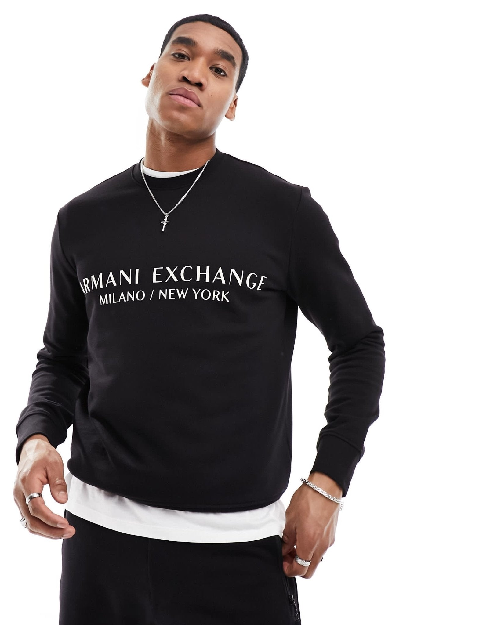 Armani Exchange linear logo sweatshirt in black CO - ORD - ASOS Sample Sale EU Store