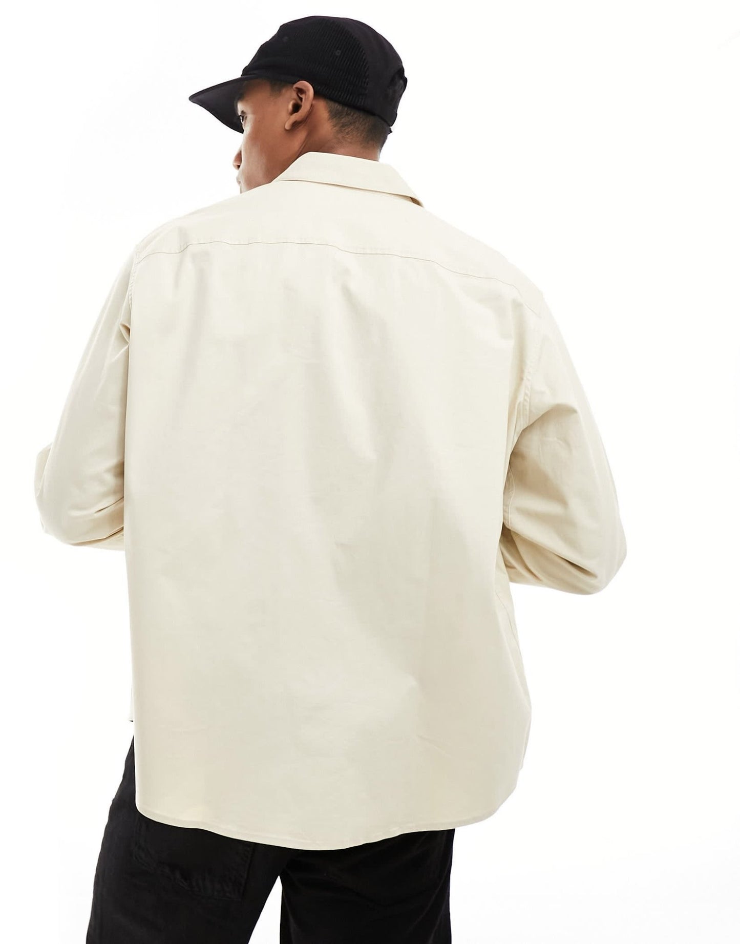 Armani Exchange logo label pocket zip front loose fit overshirt in beige - ASOS Sample Sale EU Store