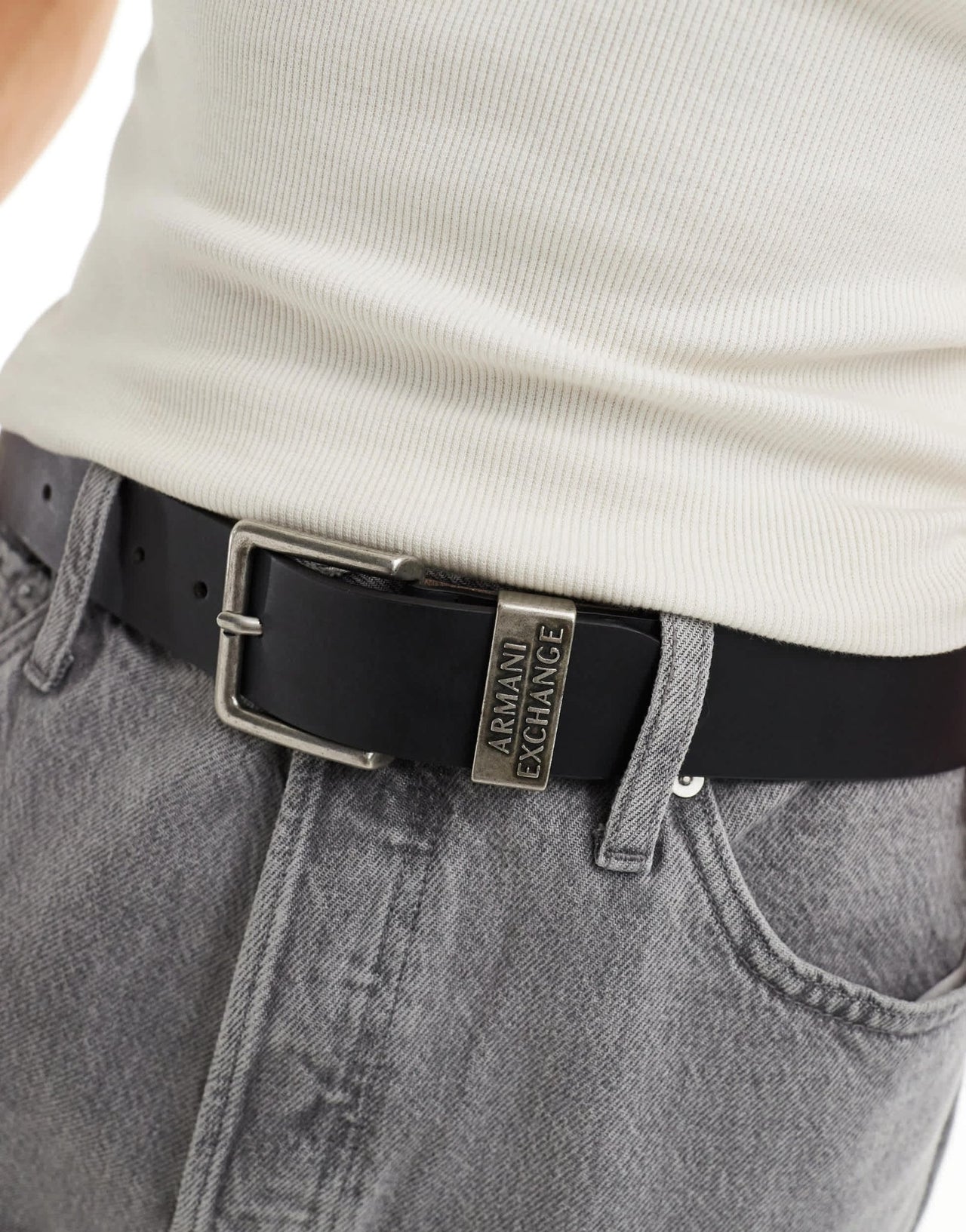 Armani Exchange logo leather belt in black - ASOS Sample Sale EU Store