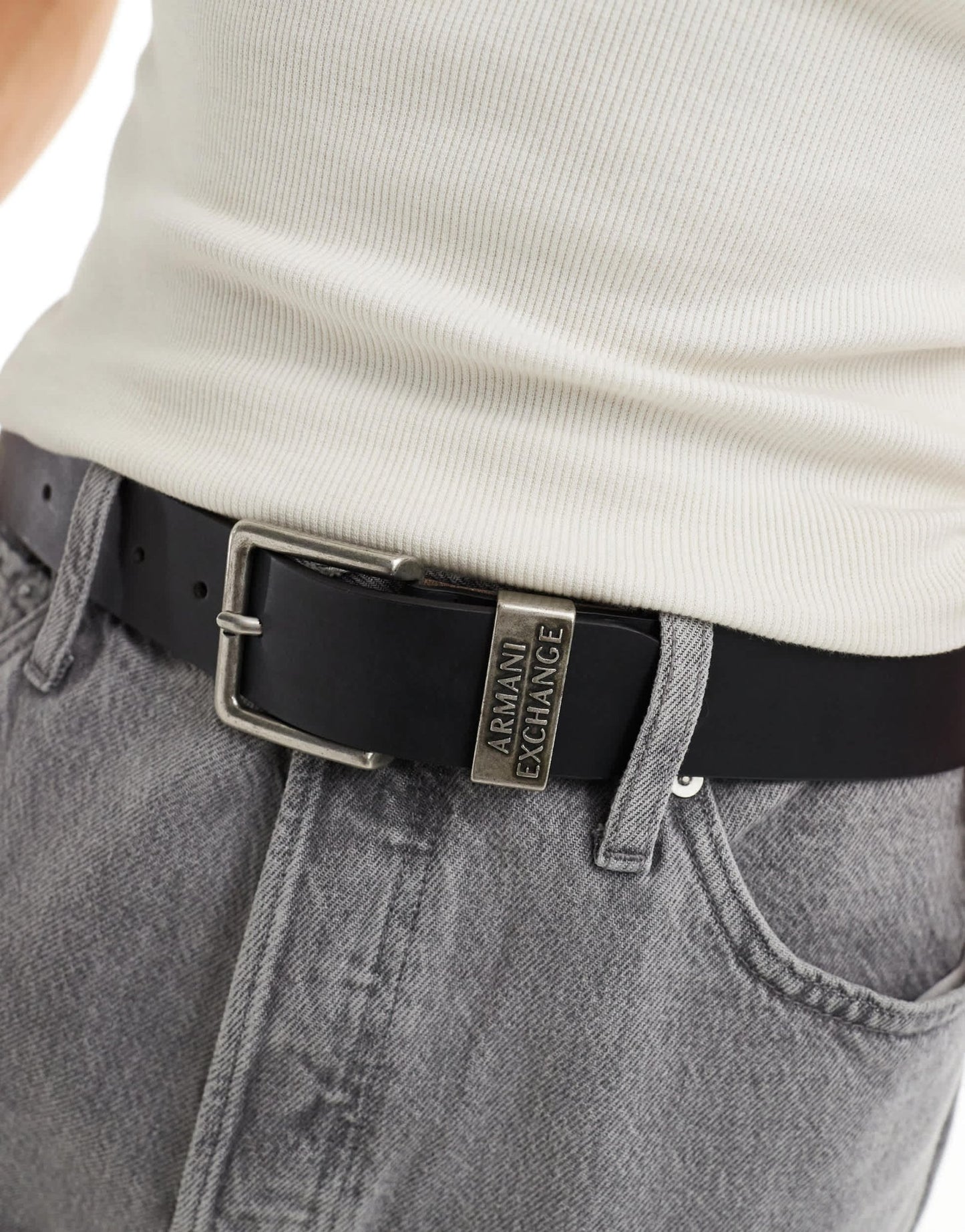 Armani Exchange logo leather belt in black - ASOS Sample Sale EU Store
