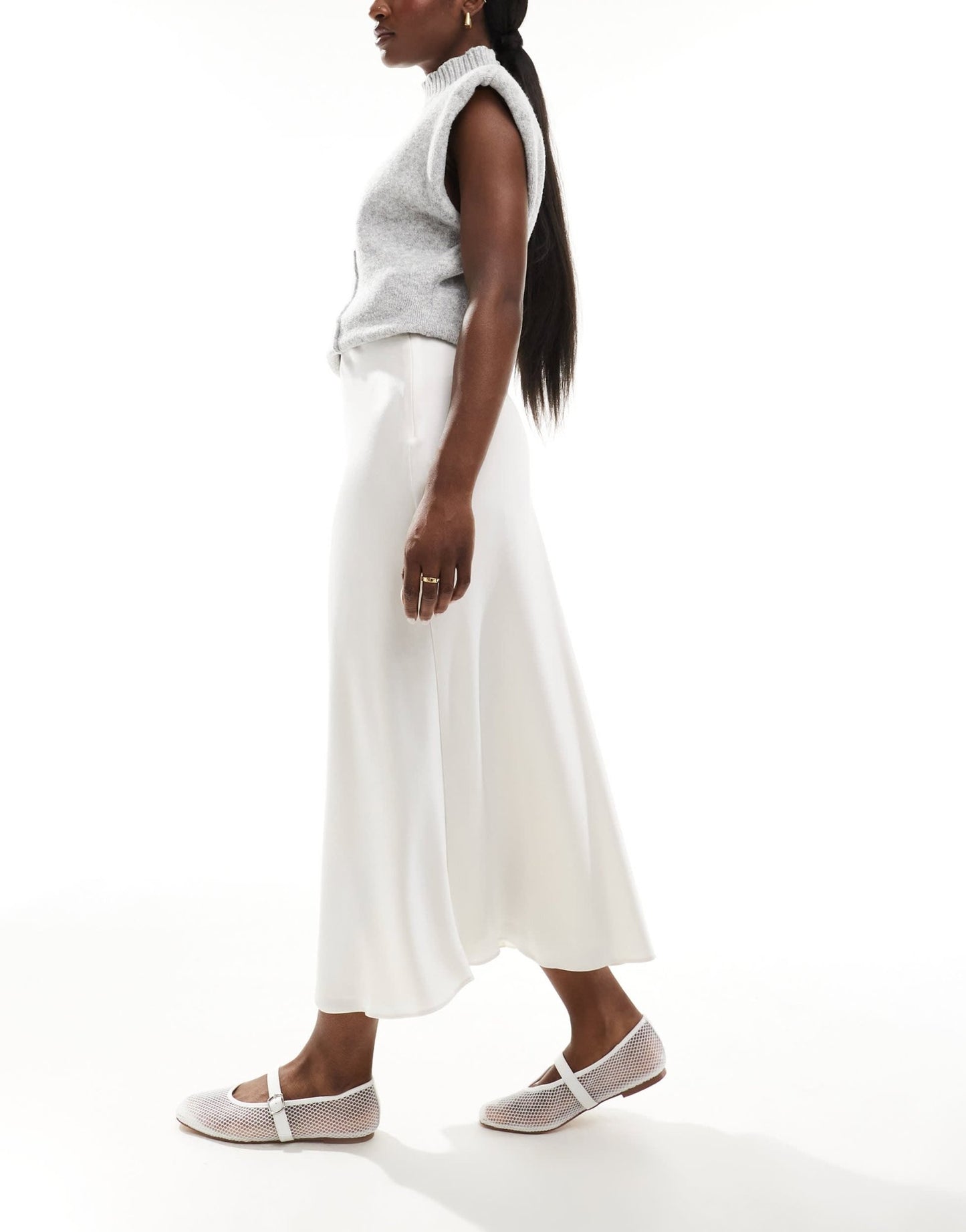 Armani Exchange satin midi skirt in ivory - ASOS Sample Sale EU Store