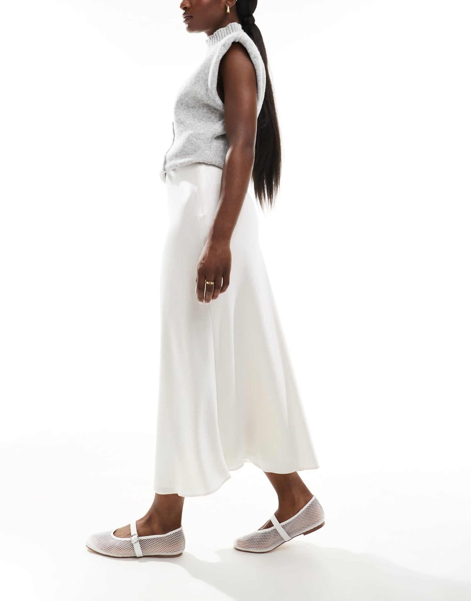 Armani Exchange satin midi skirt in ivory - ASOS Sample Sale EU Store