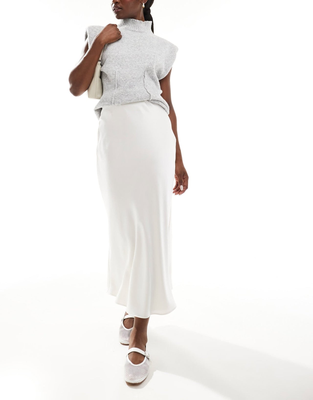 Armani Exchange satin midi skirt in ivory - ASOS Sample Sale EU Store
