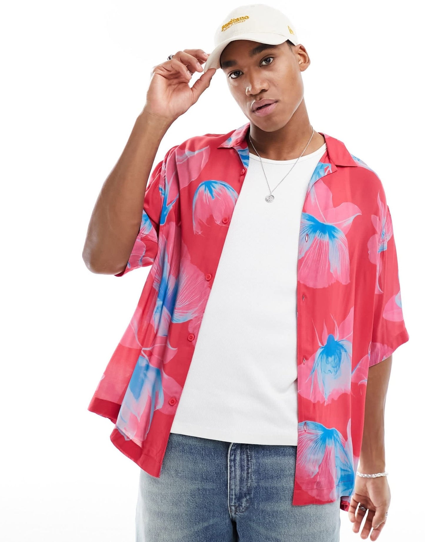 Armani Exchange short sleeve flower print boxy fit shirt in pink - ASOS Sample Sale EU Store