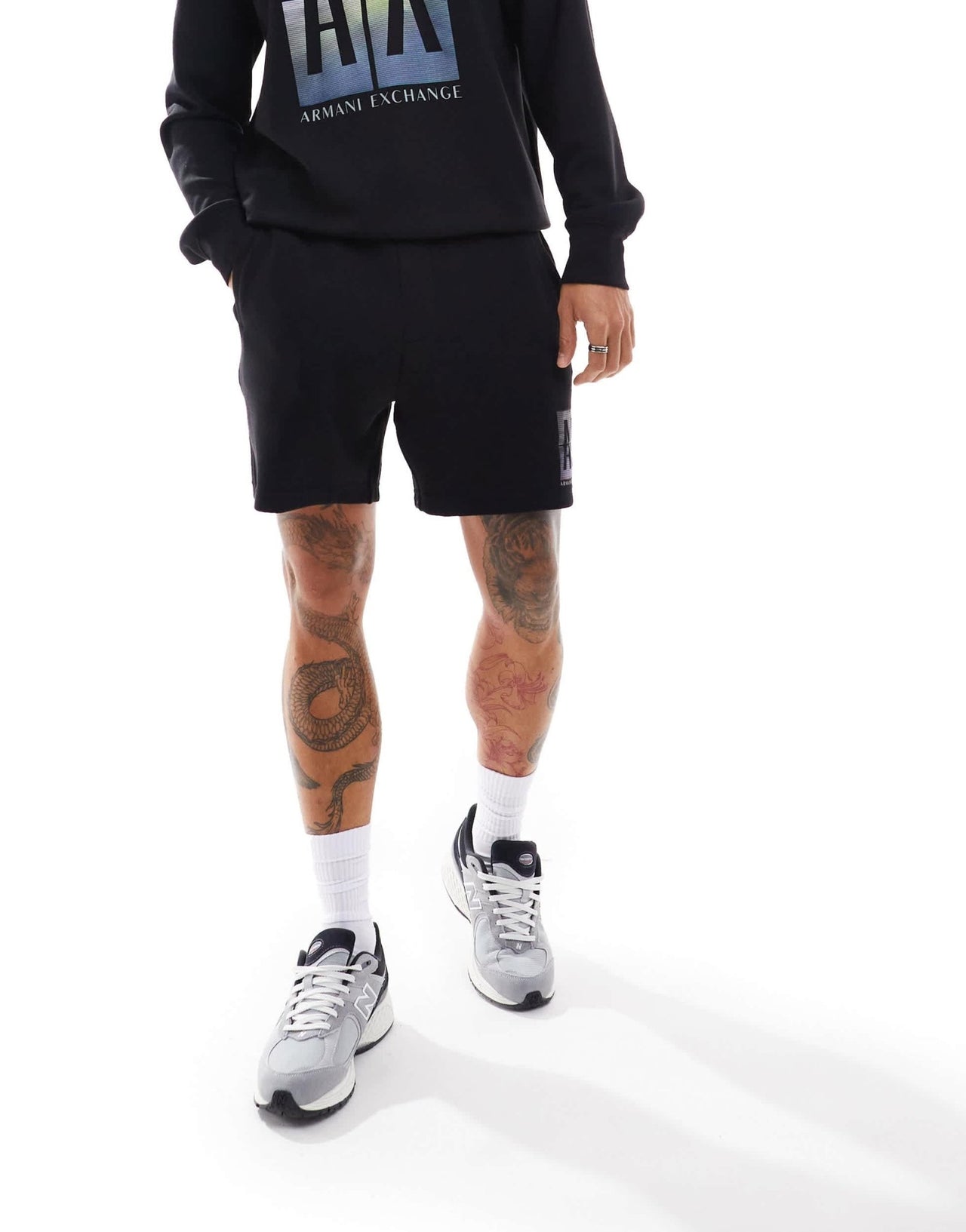 Armani Exchange side box logo sweat shorts in black co - ord - ASOS Sample Sale EU Store