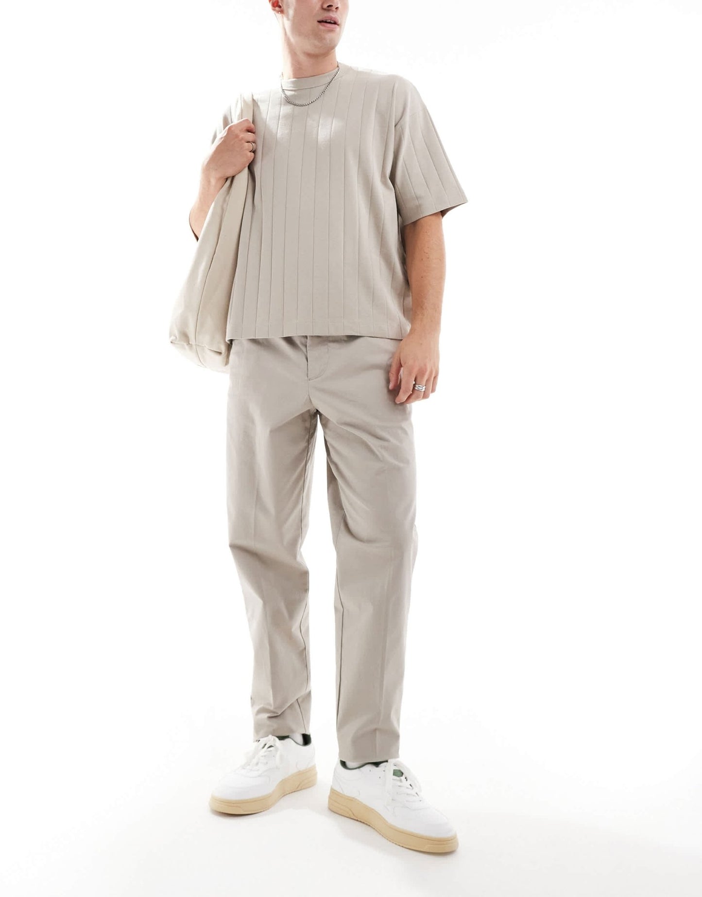 Armani Exchange soft tailored trouser in beige - ASOS Sample Sale EU Store