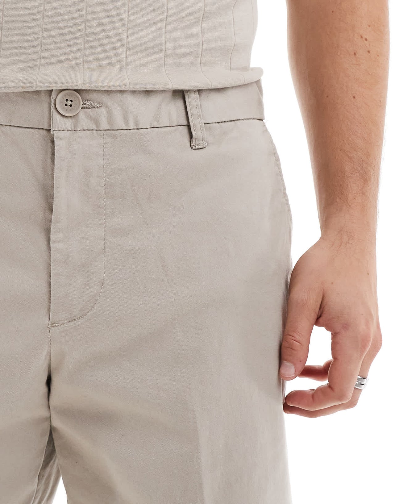 Armani Exchange soft tailored trouser in beige - ASOS Sample Sale EU Store
