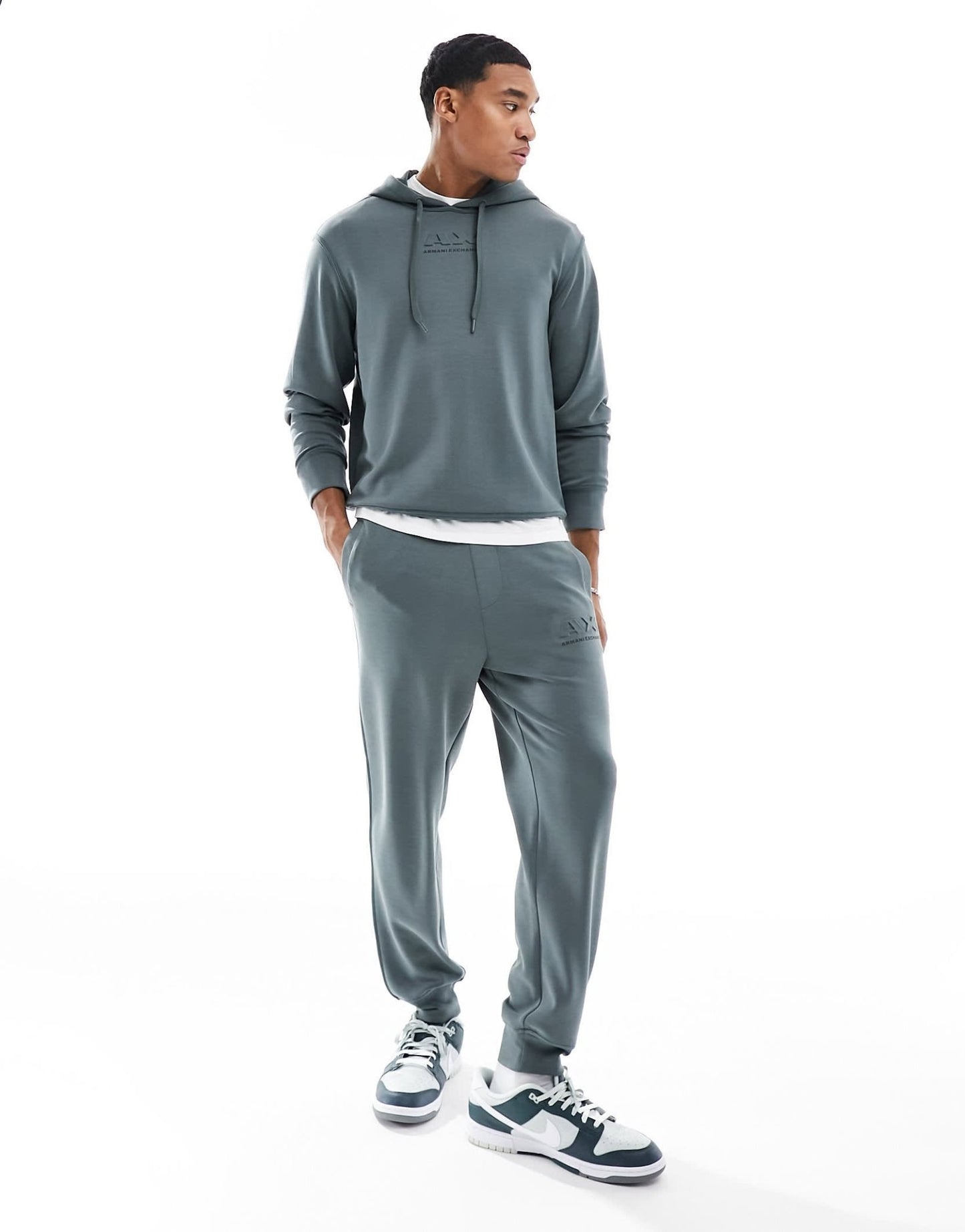 Armani Exchange tonal centre logo hoodie in charcoal CO - ORD - ASOS Sample Sale EU Store