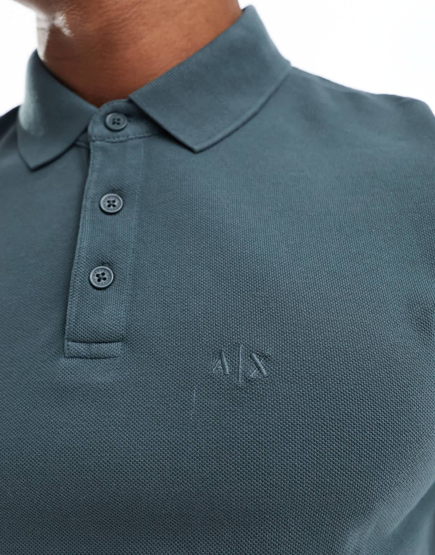 Armani Exchange tonal logo regular fit polo in charcoal - ASOS Sample Sale EU Store