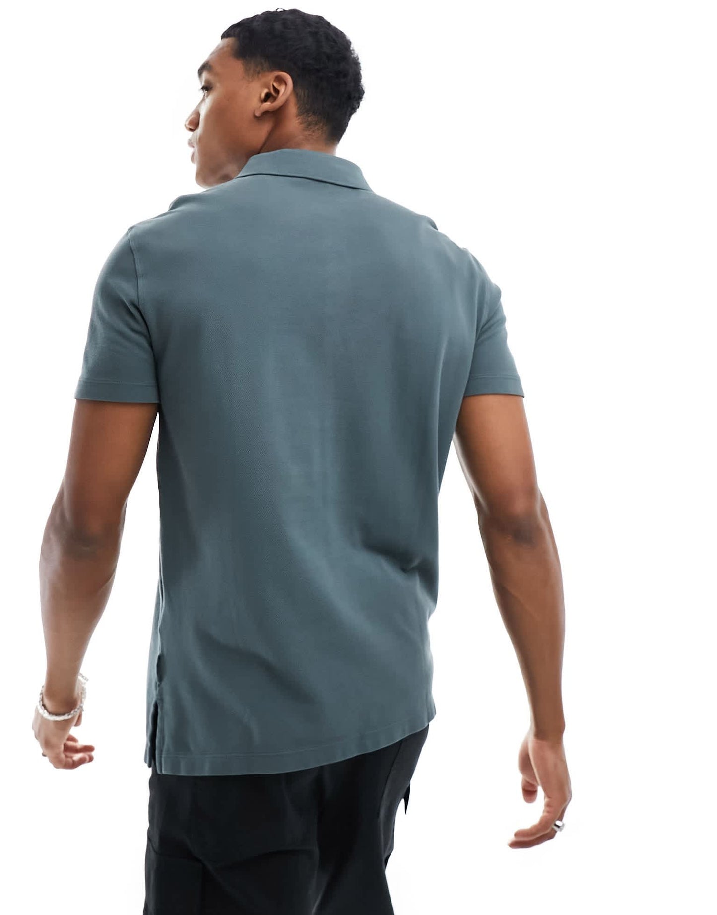 Armani Exchange tonal logo regular fit polo in charcoal - ASOS Sample Sale EU Store