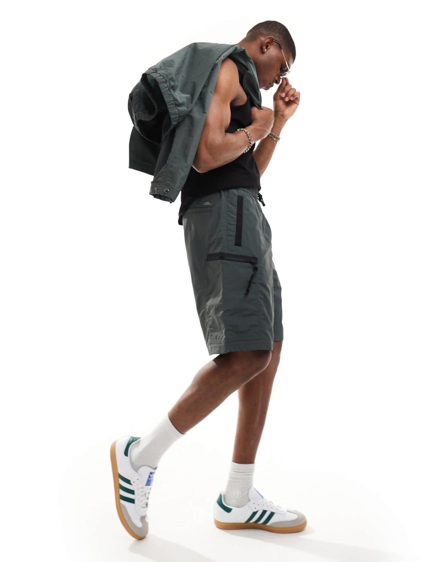Armani Exchange tonal taping cargo shorts in charcoal CO - ORD - ASOS Sample Sale EU Store