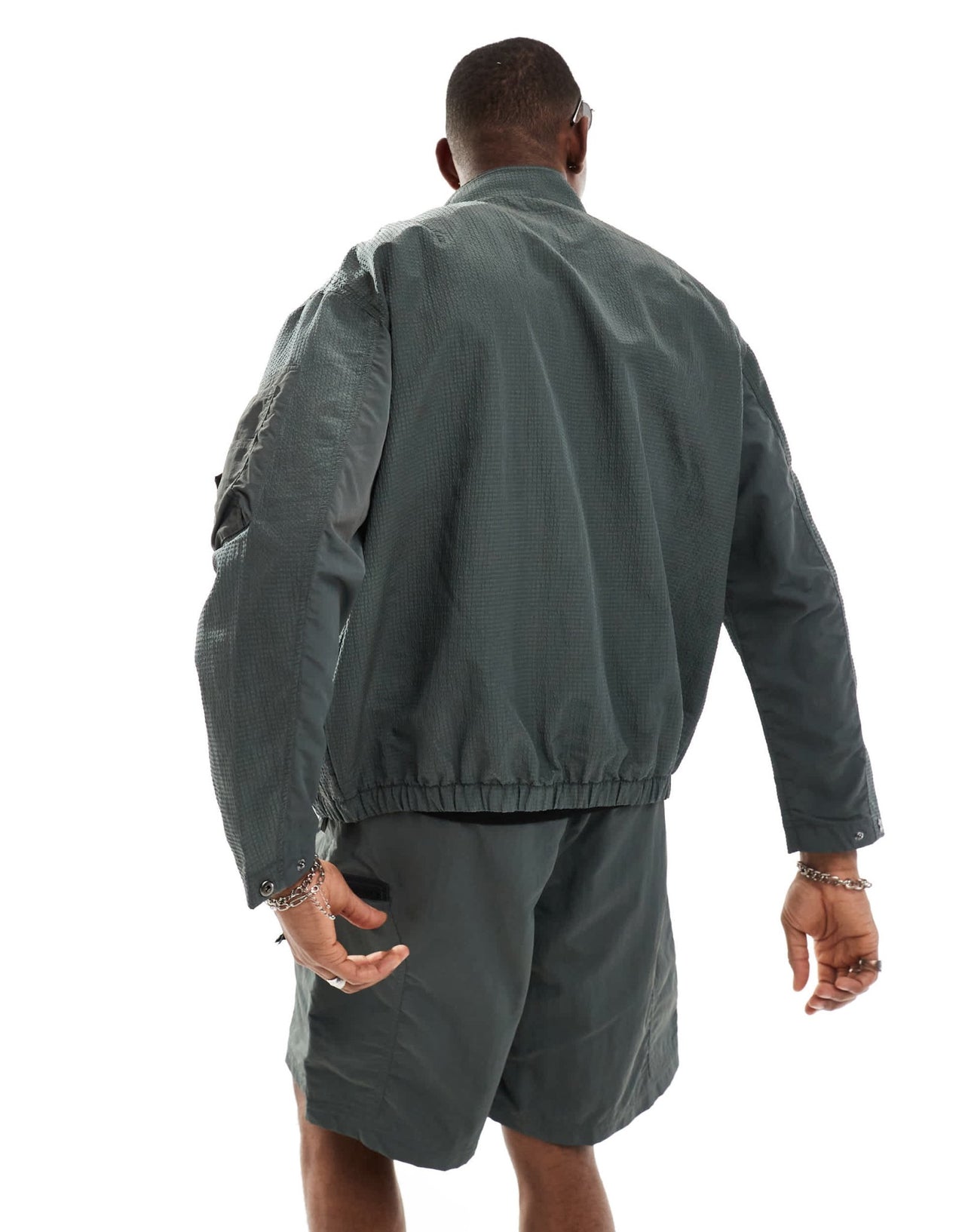 Armani Exchange tonal taping harrington jacket in charcoal CO - ORD - ASOS Sample Sale EU Store