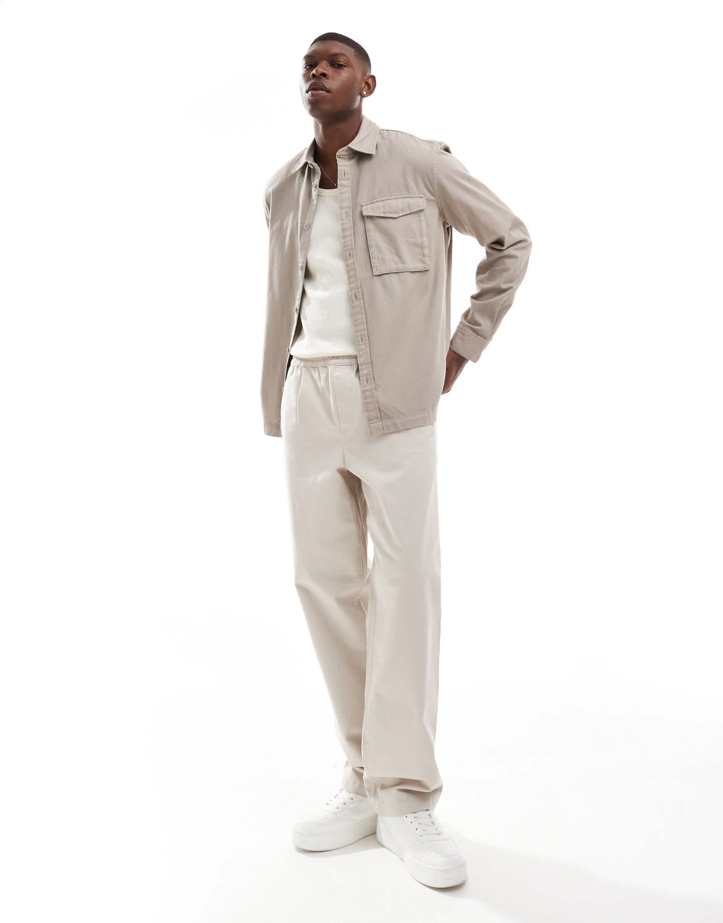 Armani Exchange twill overshirt in beige - ASOS Sample Sale EU Store