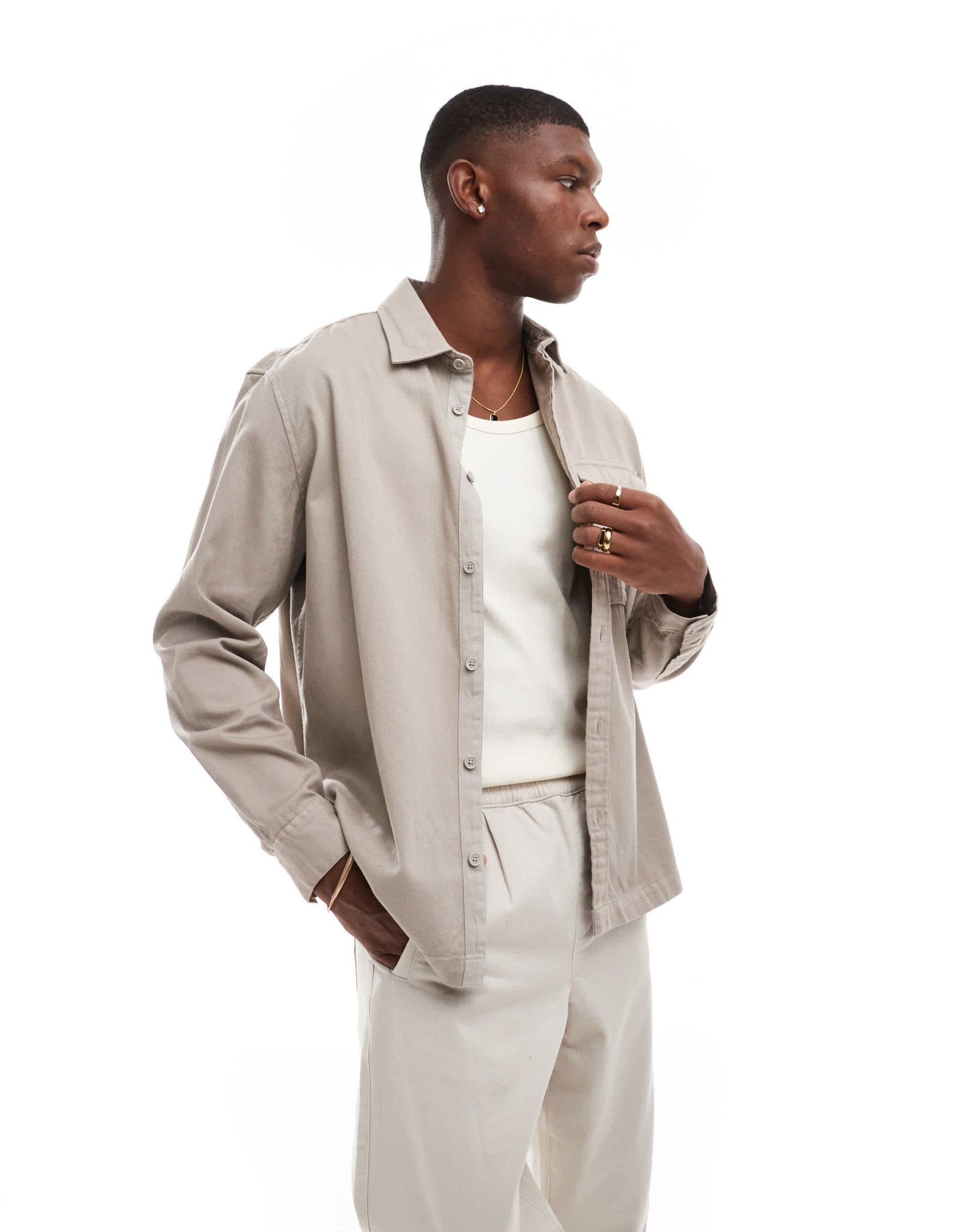 Armani Exchange twill overshirt in beige - ASOS Sample Sale EU Store