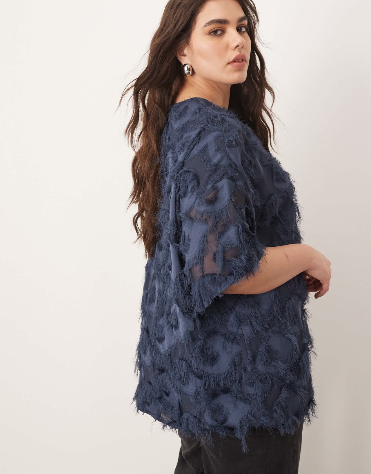 ARRANGE Curve woven textured oversized t-shirt in blue - ASOS Sample Sale EU Store