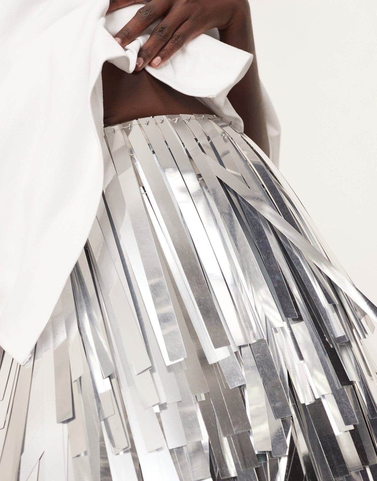 ARRANGE jumbo shard sequin fringe hem midi skirt in silver - ASOS Sample Sale EU Store