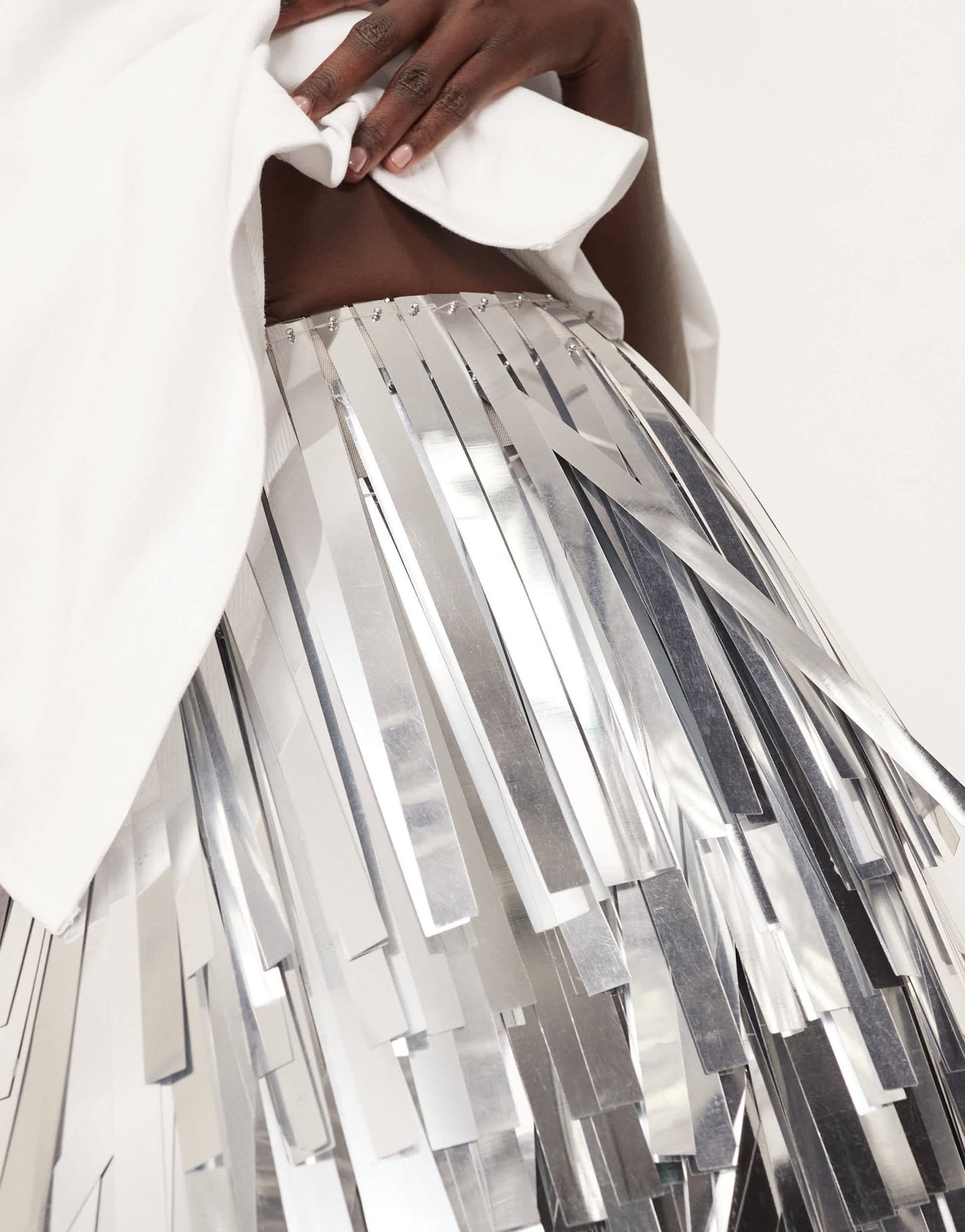 ARRANGE jumbo shard sequin fringe hem midi skirt in silver - ASOS Sample Sale EU Store