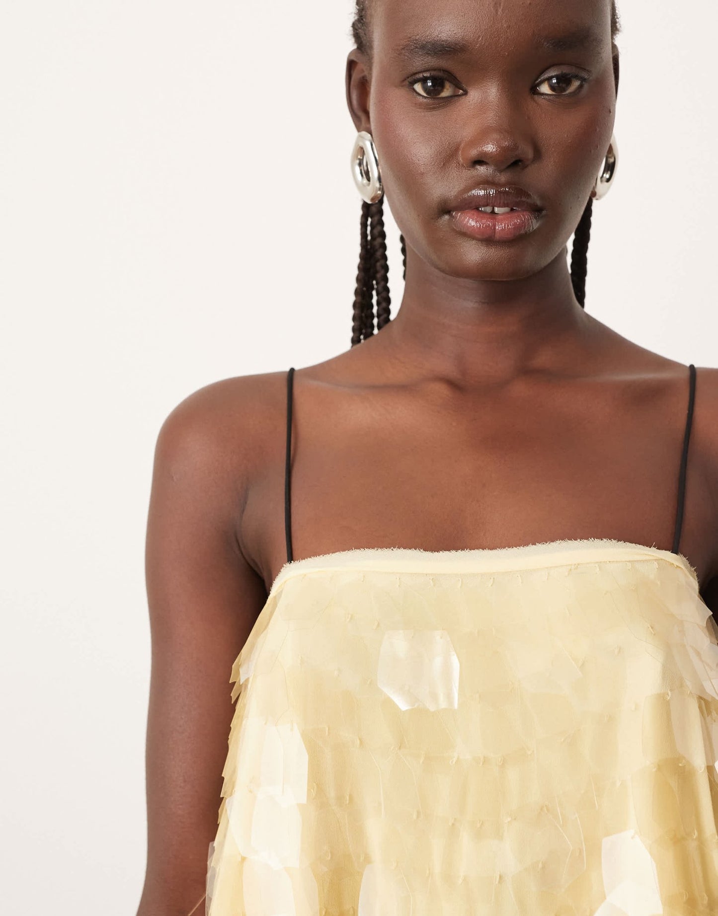 ARRANGE shard sequin top with contrast straps in buttermilk - ASOS Sample Sale EU Store