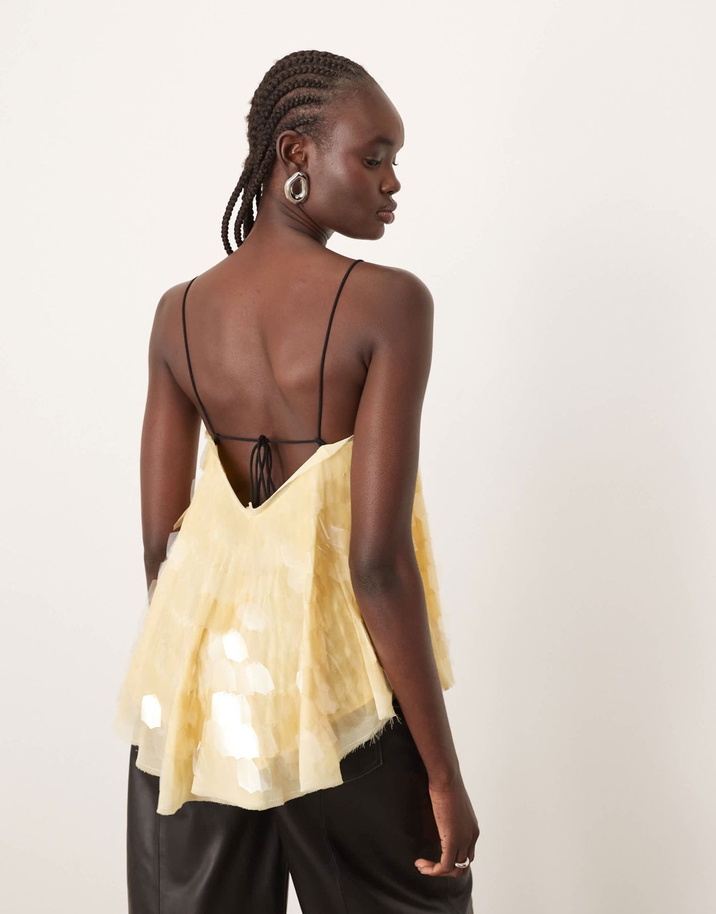 ARRANGE shard sequin top with contrast straps in buttermilk - ASOS Sample Sale EU Store
