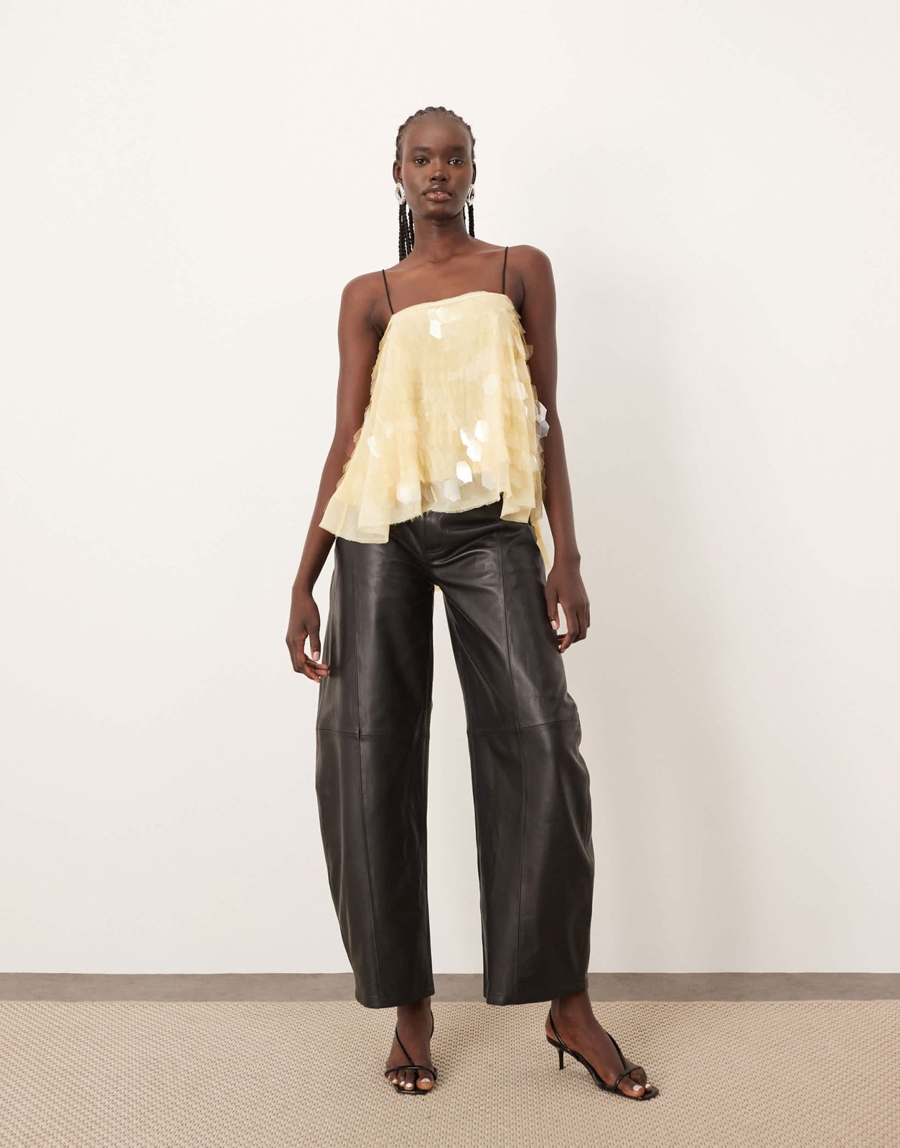 ARRANGE shard sequin top with contrast straps in buttermilk - ASOS Sample Sale EU Store