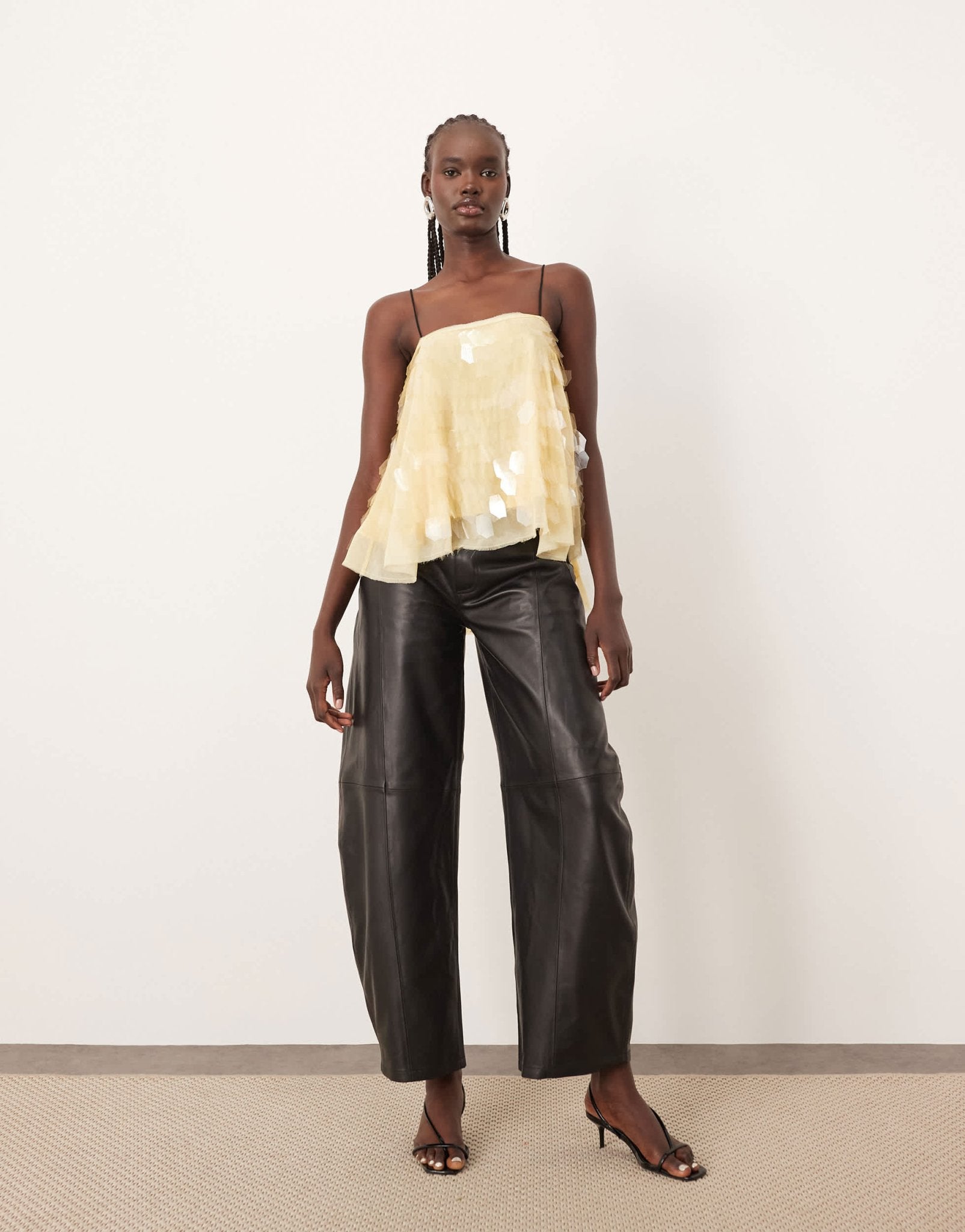 ARRANGE shard sequin top with contrast straps in buttermilk - ASOS Sample Sale EU Store